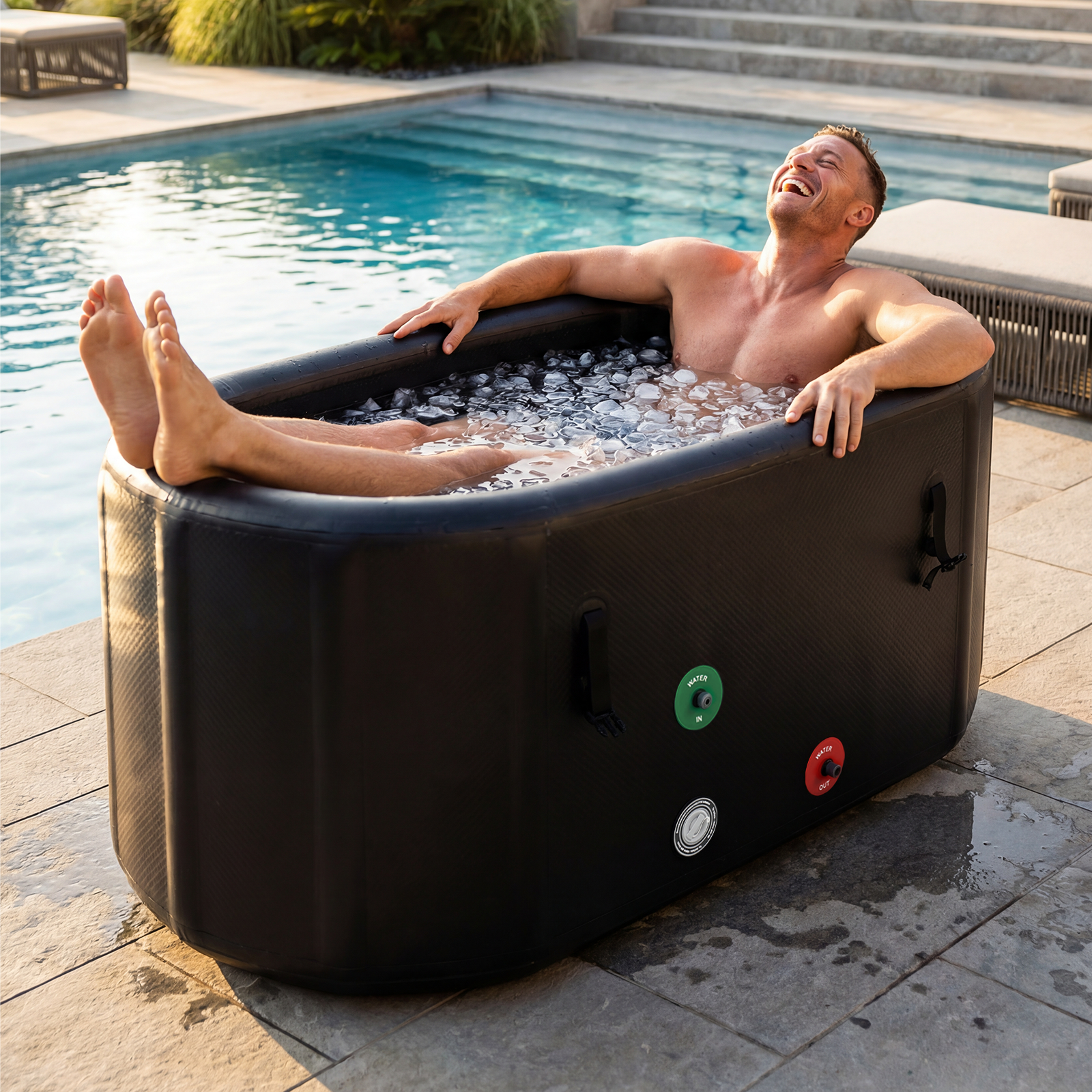 Ice Bath Tub for Athletes, Compatible with Water Chillers, Portable Inflatable Cold Plunge Tub with Cover& Pump,Long-Lasting Insulation,for Outdoor & Indoor Use