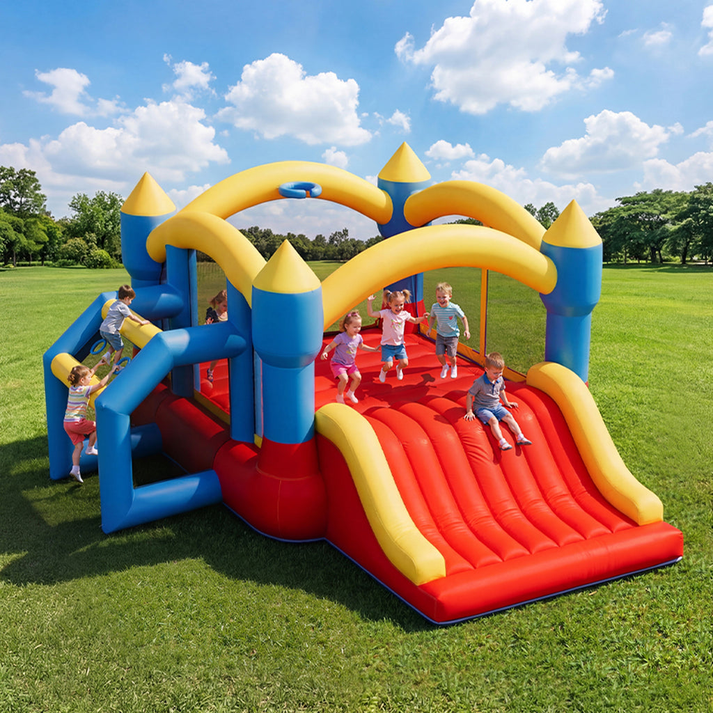 SunSwell Bounce House, Inflatable Bouncer with Air Blower, Jumping Castle with Slide, Family Backyard Bouncy Castle, Durable Sewn with Extra Thick Material, Idea for Kids