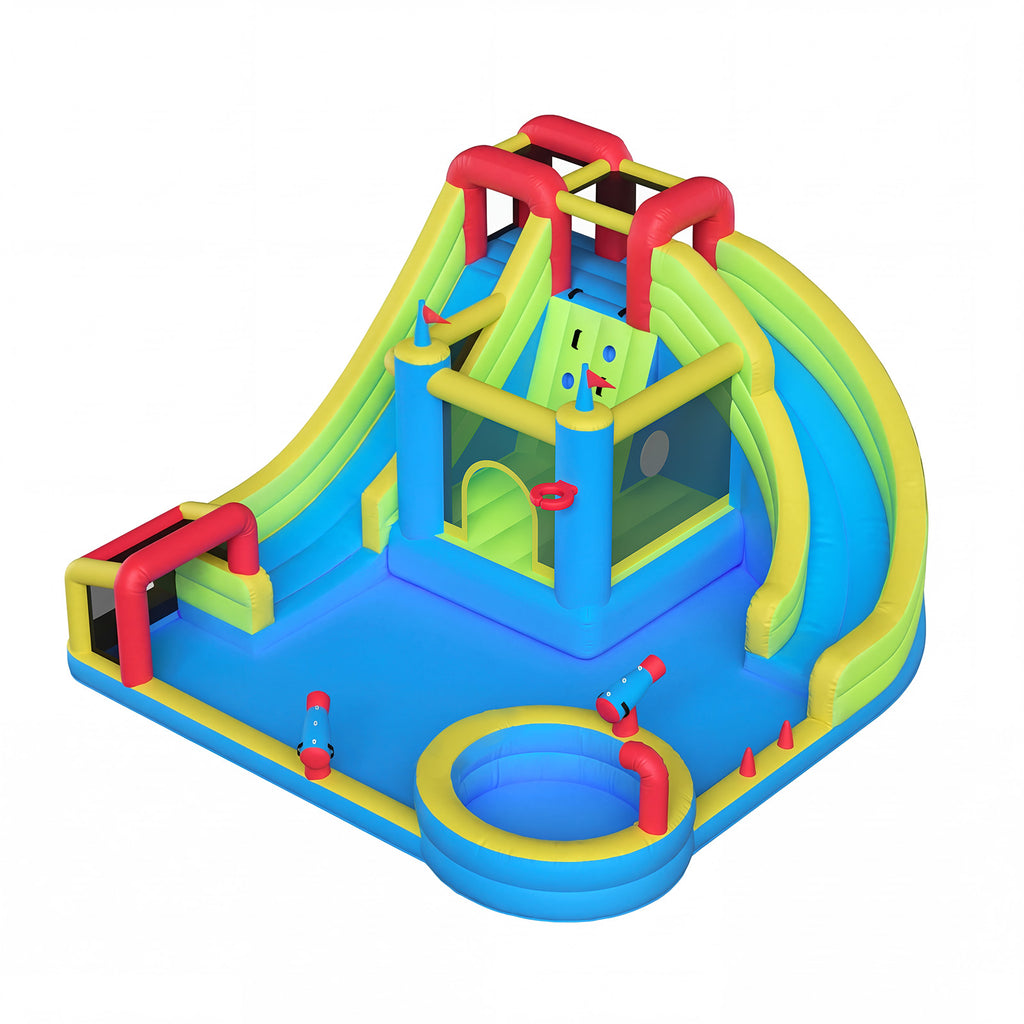 SunSwell Inflatable Water Slide for Kids Backyard with 450W Blower, Jumping Castle with Water Slide, Water Park Bounce House for Indoor and Outdoor Activities
