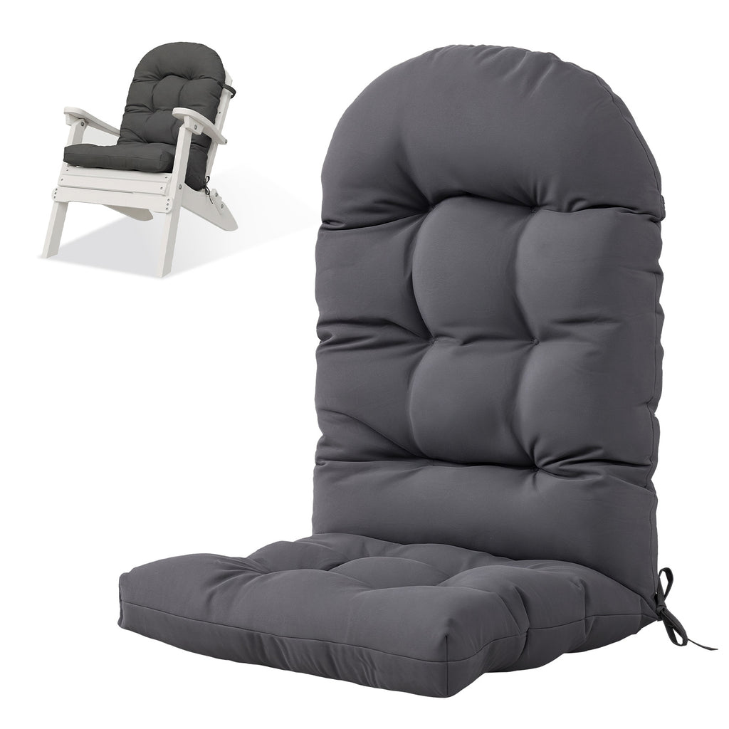 Aoxun Adirondack Chair Cushion, Indoor/Outdoor Rocking Chair Cushion with Ties, Thickened High Back Patio Chair Cushions with High Elasticity PP Cotton Water-Resistant, 2-Pack, Grey