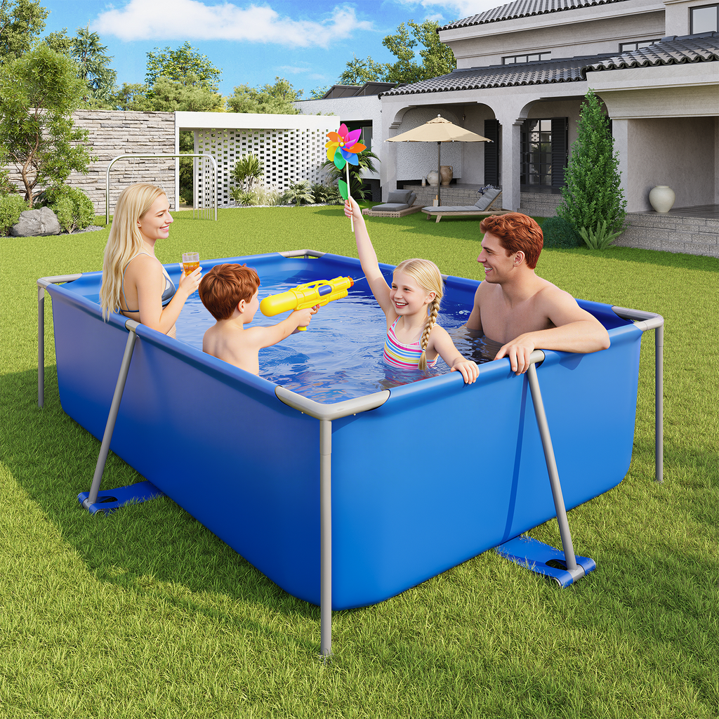 SunSwell 86" Non-Inflatable Backyard Swimming Pool for Family, Portable Above Ground Pool for Adults & Kids, Easy Setup for Outdoor, Backyard, Garden, Camping - Durable PVC