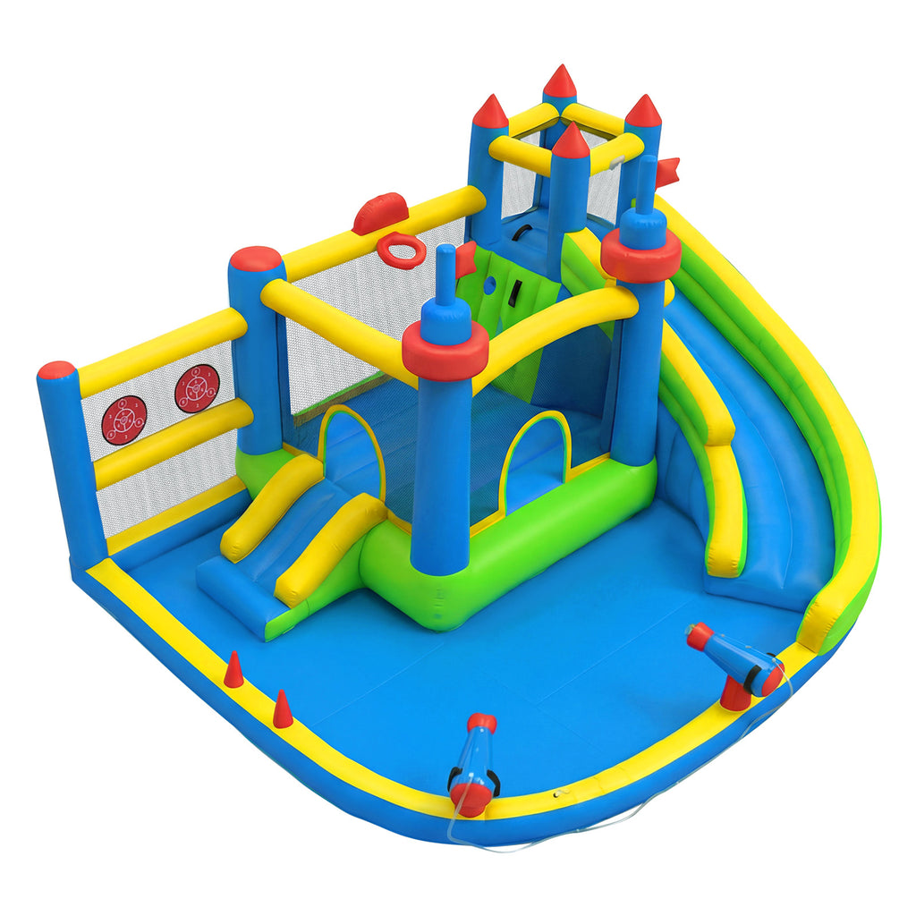 SunSwell Inflatable Water Slide for Kids Backyard with 450W Blower, Jumping Castle with Water Slide, Water Park Bounce House for Indoor and Outdoor Activities