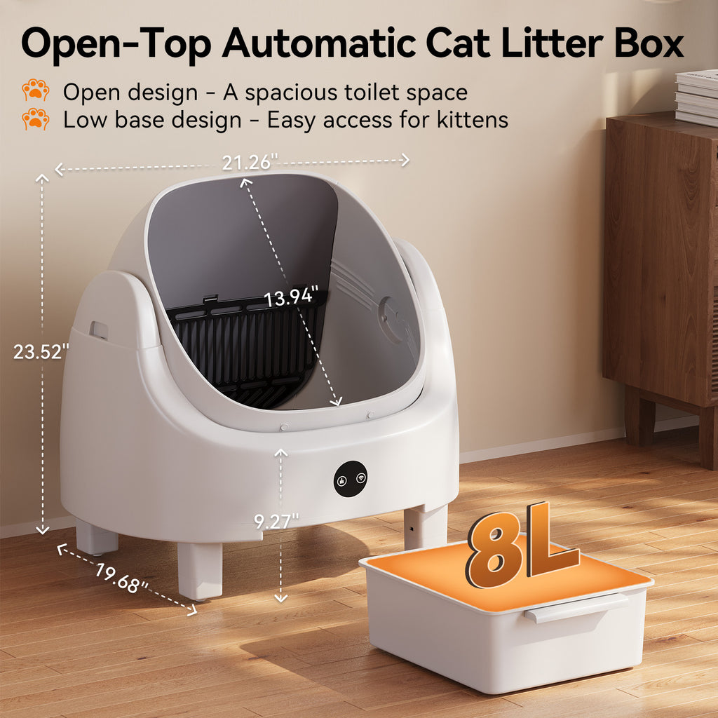 Nordivale Automatic Litter Box App Control Self Cleaning Litter Box Odor Control＆Safety Protection for Multiple Cats with Garbage Bag, Cat Litter Mat and Fragrance Box