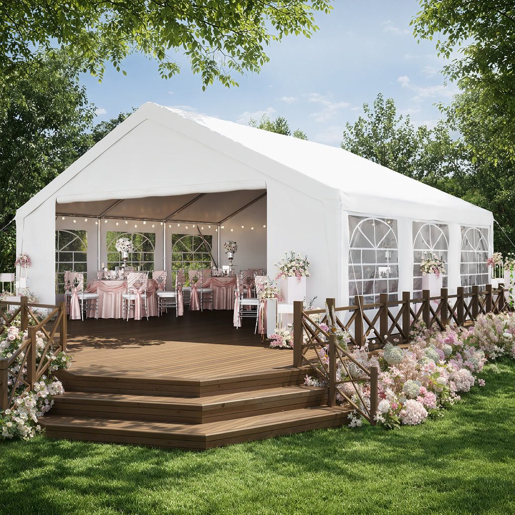 Binplax Party Tent 20x20 Canopy Heavy Duty, Waterproof Outdoor Event Tent with Removable Sidewalls & Roll-Up Door, Portable Carport for Wedding, BBQ, Camping, Birthday Party