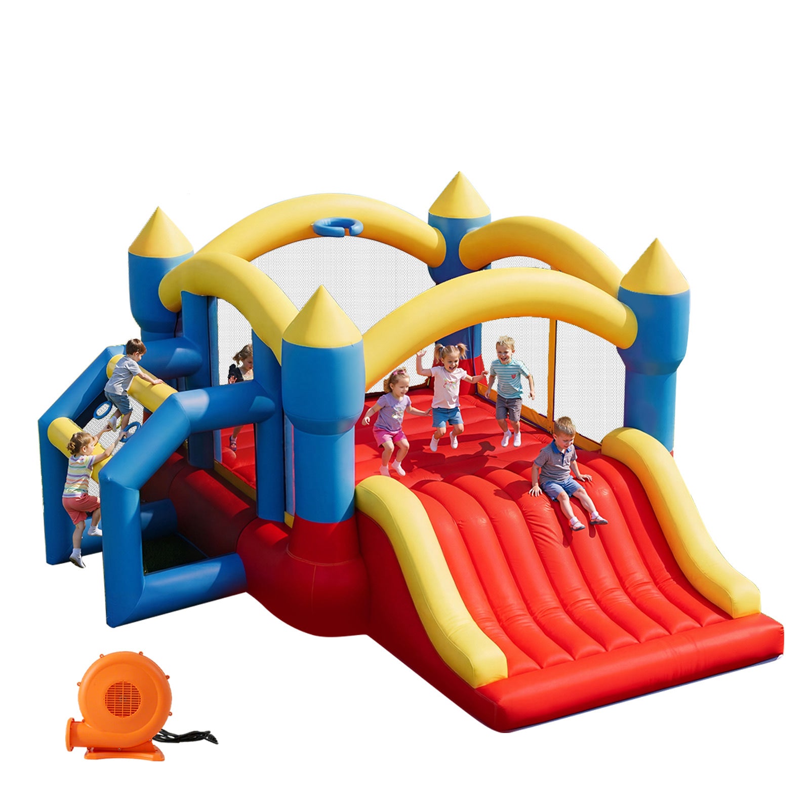 SunSwell Bounce House, Inflatable Bouncer with Air Blower, Jumping Castle with Slide, Family Backyard Bouncy Castle, Durable Sewn with Extra Thick Material, Idea for Kids