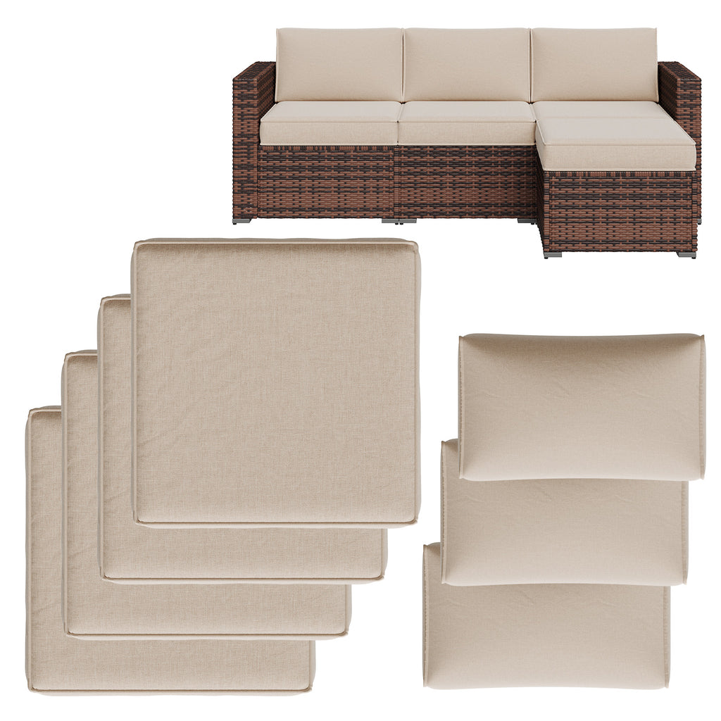 Breezestival Replacement Cushions for Outdoor Furniture, 7-Piece Outdoor Cushions for Patio Furniture, Deep Seat, Waterproof & Fade Resistant Couch Cushion for 4-Seat Patio Conversation Sets, Grey