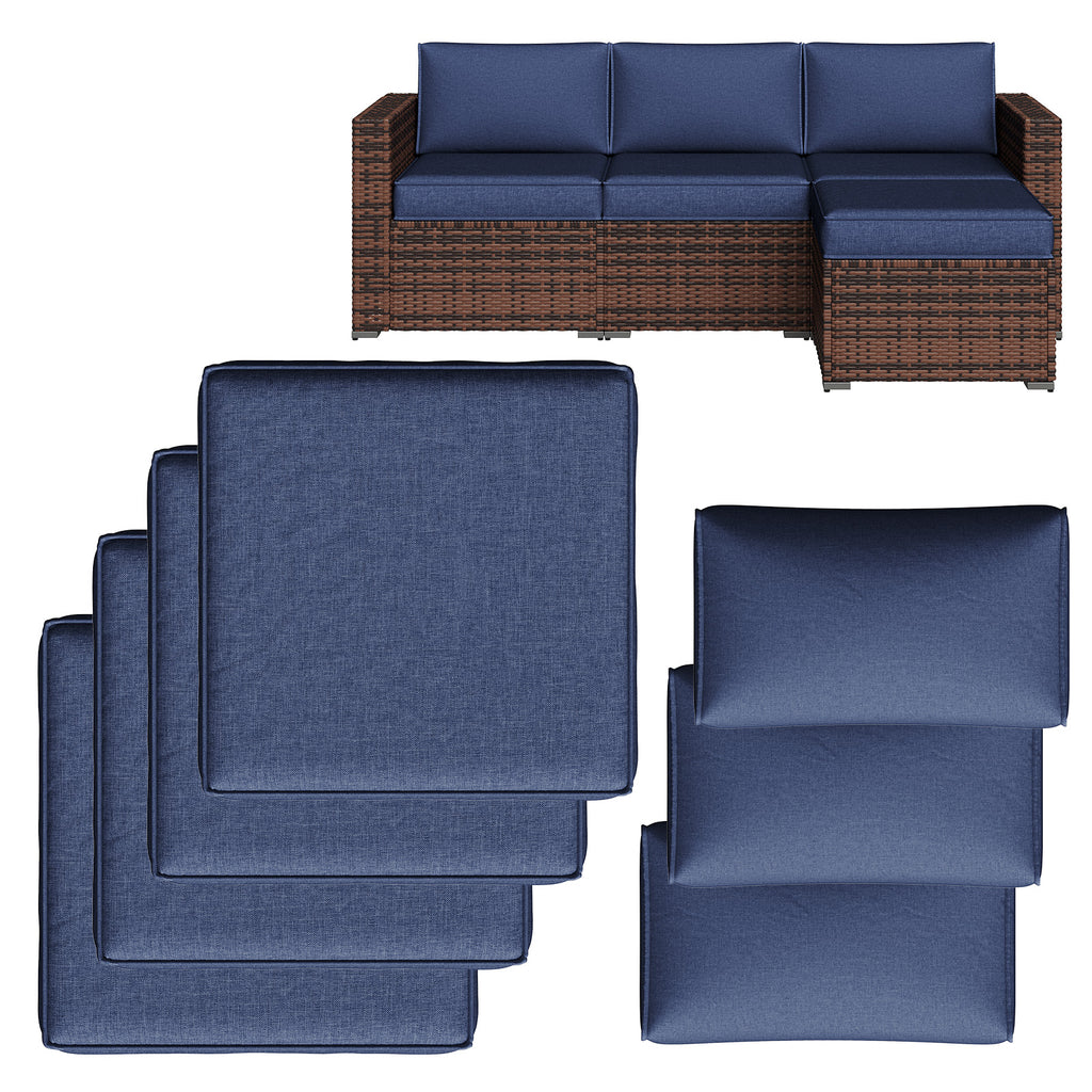Breezestival Replacement Cushions for Outdoor Furniture, 7-Piece Outdoor Cushions for Patio Furniture, Deep Seat, Waterproof & Fade Resistant Couch Cushion for 4-Seat Patio Conversation Sets, Grey