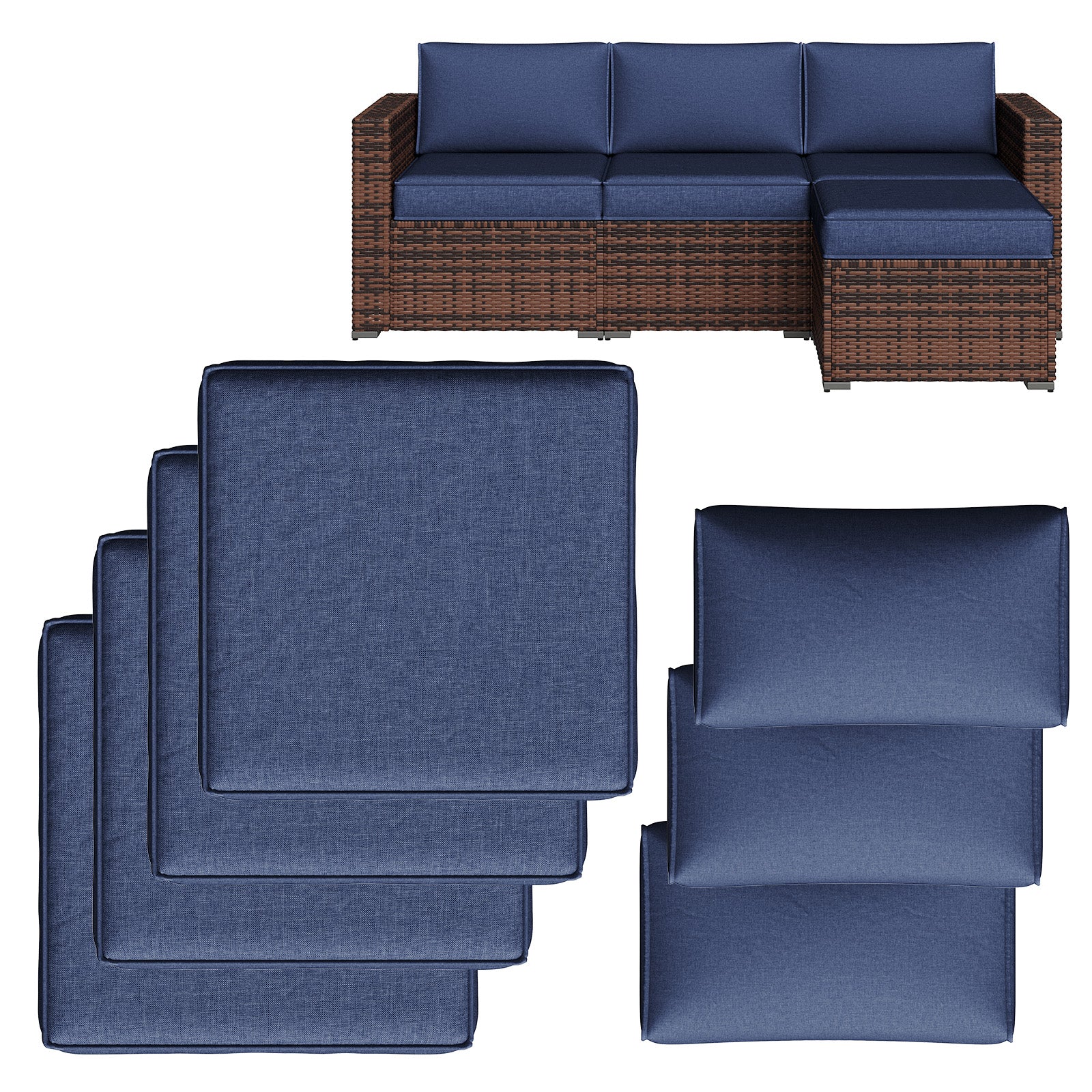 Breezestival Replacement Cushions for Outdoor Furniture, 7-Piece Outdoor Cushions for Patio Furniture, Deep Seat, Waterproof & Fade Resistant Couch Cushion for 4-Seat Patio Conversation Sets, Grey
