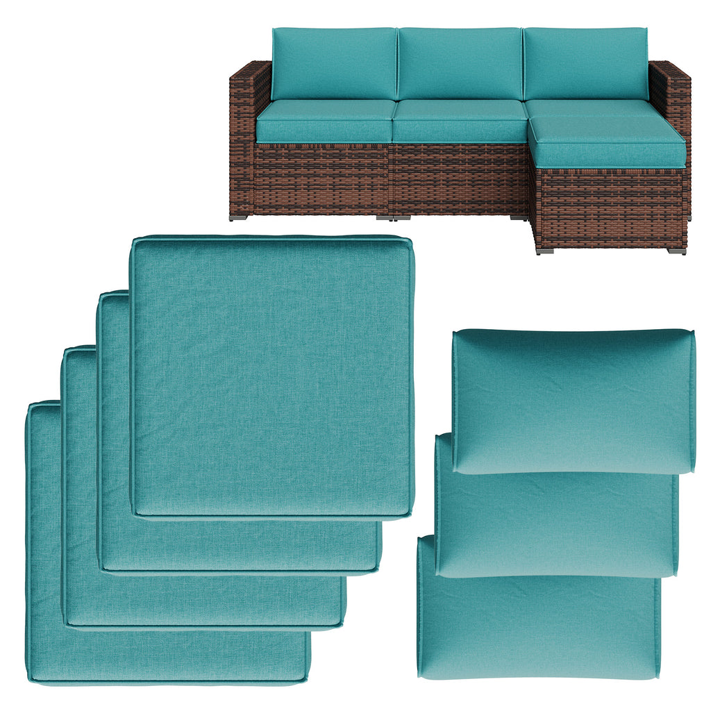 Breezestival Replacement Cushions for Outdoor Furniture, 7-Piece Outdoor Cushions for Patio Furniture, Deep Seat, Waterproof & Fade Resistant Couch Cushion for 4-Seat Patio Conversation Sets, Grey