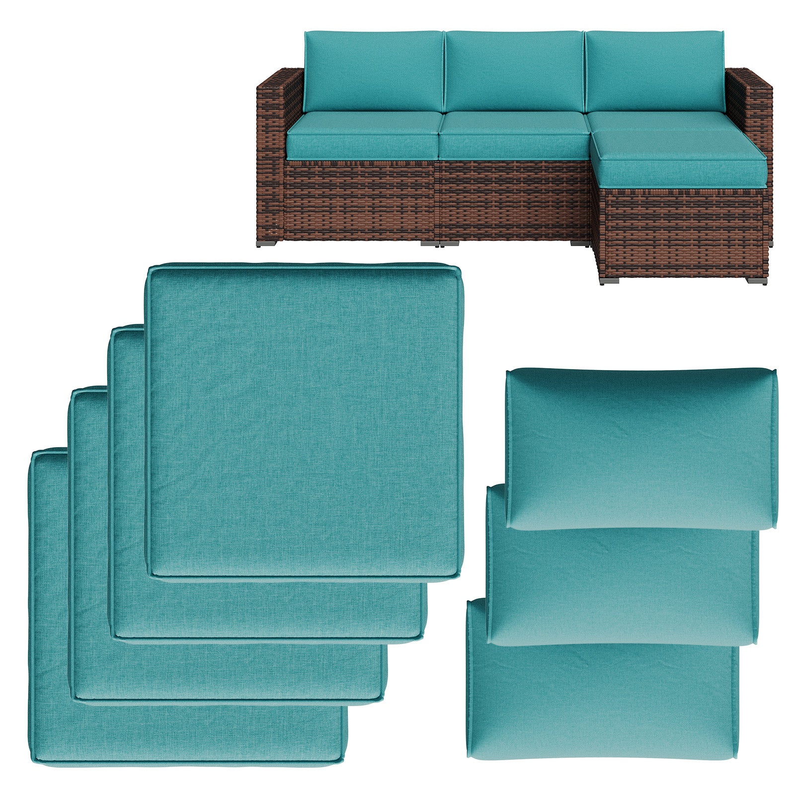 Breezestival Replacement Cushions for Outdoor Furniture, 7-Piece Outdoor Cushions for Patio Furniture, Deep Seat, Waterproof & Fade Resistant Couch Cushion for 4-Seat Patio Conversation Sets, Grey