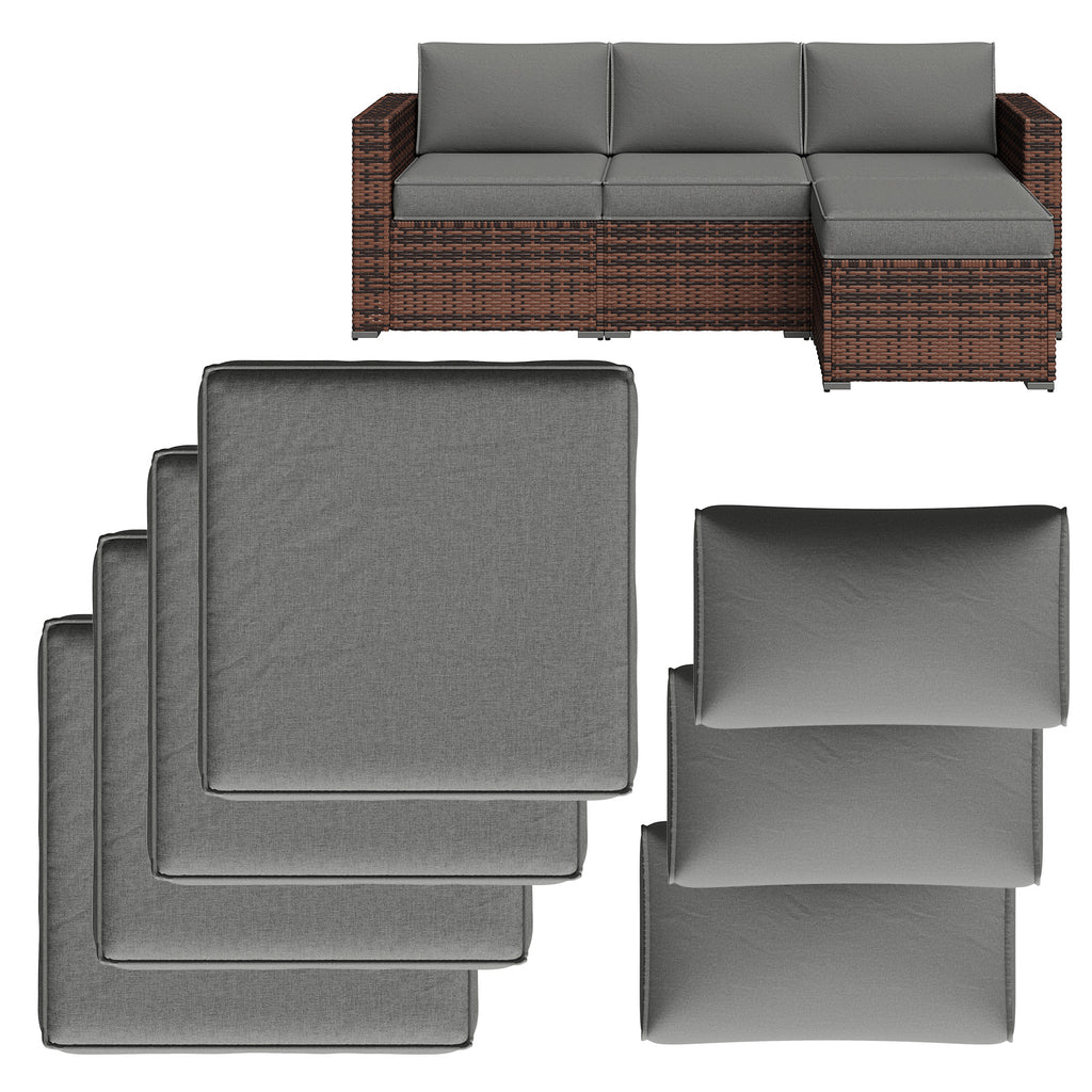 Breezestival Replacement Cushions for Outdoor Furniture, 7-Piece Outdoor Cushions for Patio Furniture, Deep Seat, Waterproof & Fade Resistant Couch Cushion for 4-Seat Patio Conversation Sets, Grey