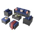 YardCache 6 Piece Outdoor Wicker Patio Furniture Set, Rattan Sectional Sofa Sets Beige