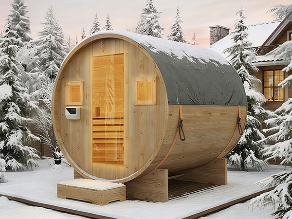 Large Capacity Outdoor Wooden Traditional Barrel Sauna for 4-6 Person Steam & Dry Heat Sauna with 6KW Heater, Sauna Stones, Thermometer – Spacious Bucket-Style Design for Backyard & Family Gatherings