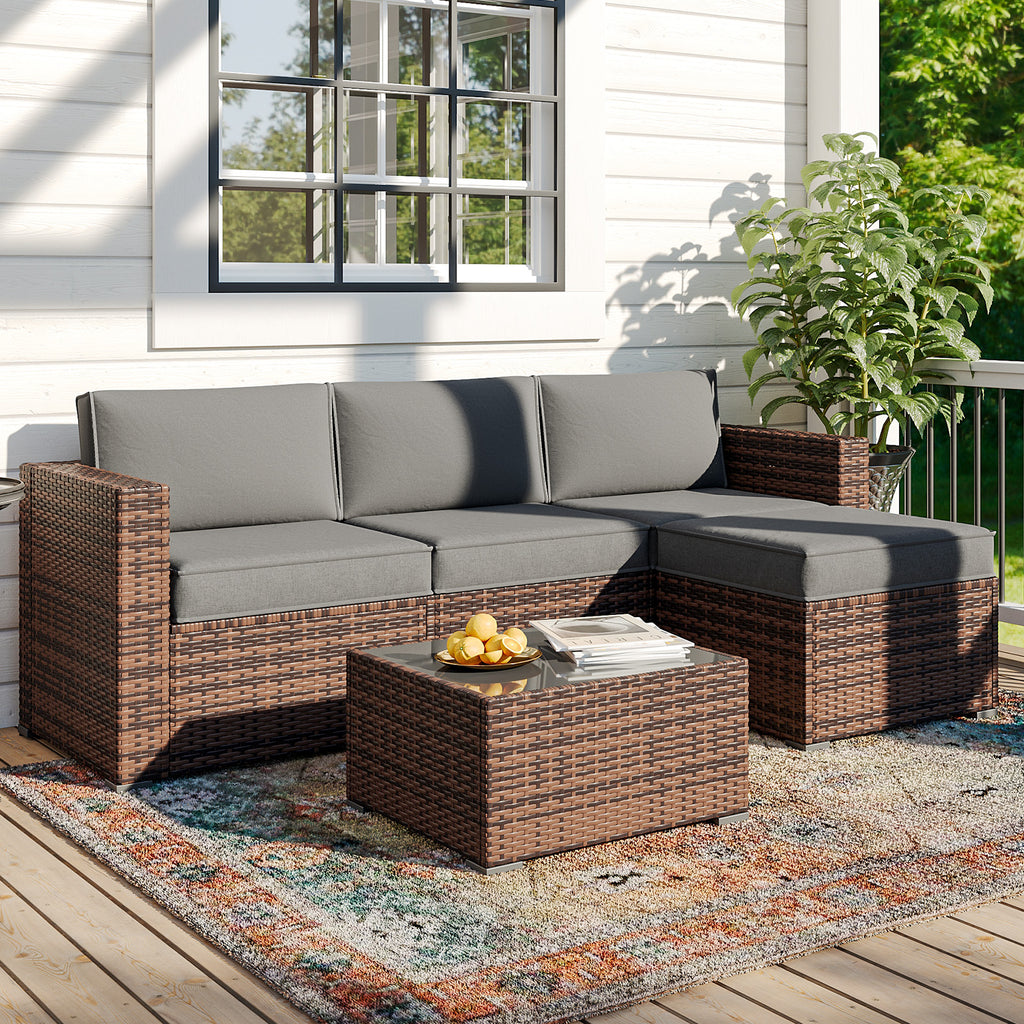 Breezestival Replacement Cushions for Outdoor Furniture, 7-Piece Outdoor Cushions for Patio Furniture, Deep Seat, Waterproof & Fade Resistant Couch Cushion for 4-Seat Patio Conversation Sets, Grey