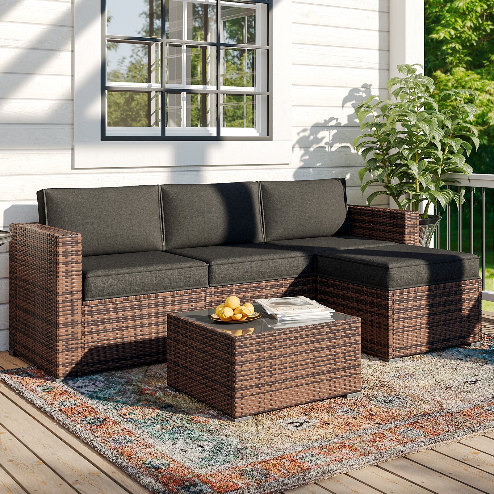 Breezestival Replacement Cushions for Outdoor Furniture, 7-Piece Outdoor Cushions for Patio Furniture, Deep Seat, Waterproof & Fade Resistant Couch Cushion for 4-Seat Patio Conversation Sets, Grey