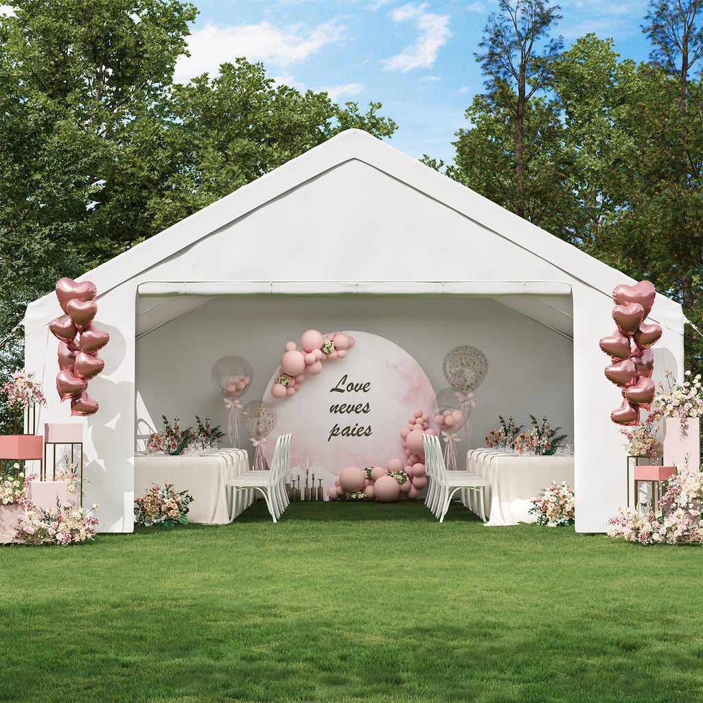 Binplax Party Tent 20x20 Canopy Heavy Duty, Waterproof Outdoor Event Tent with Removable Sidewalls & Roll-Up Door, Portable Carport for Wedding, BBQ, Camping, Birthday Party