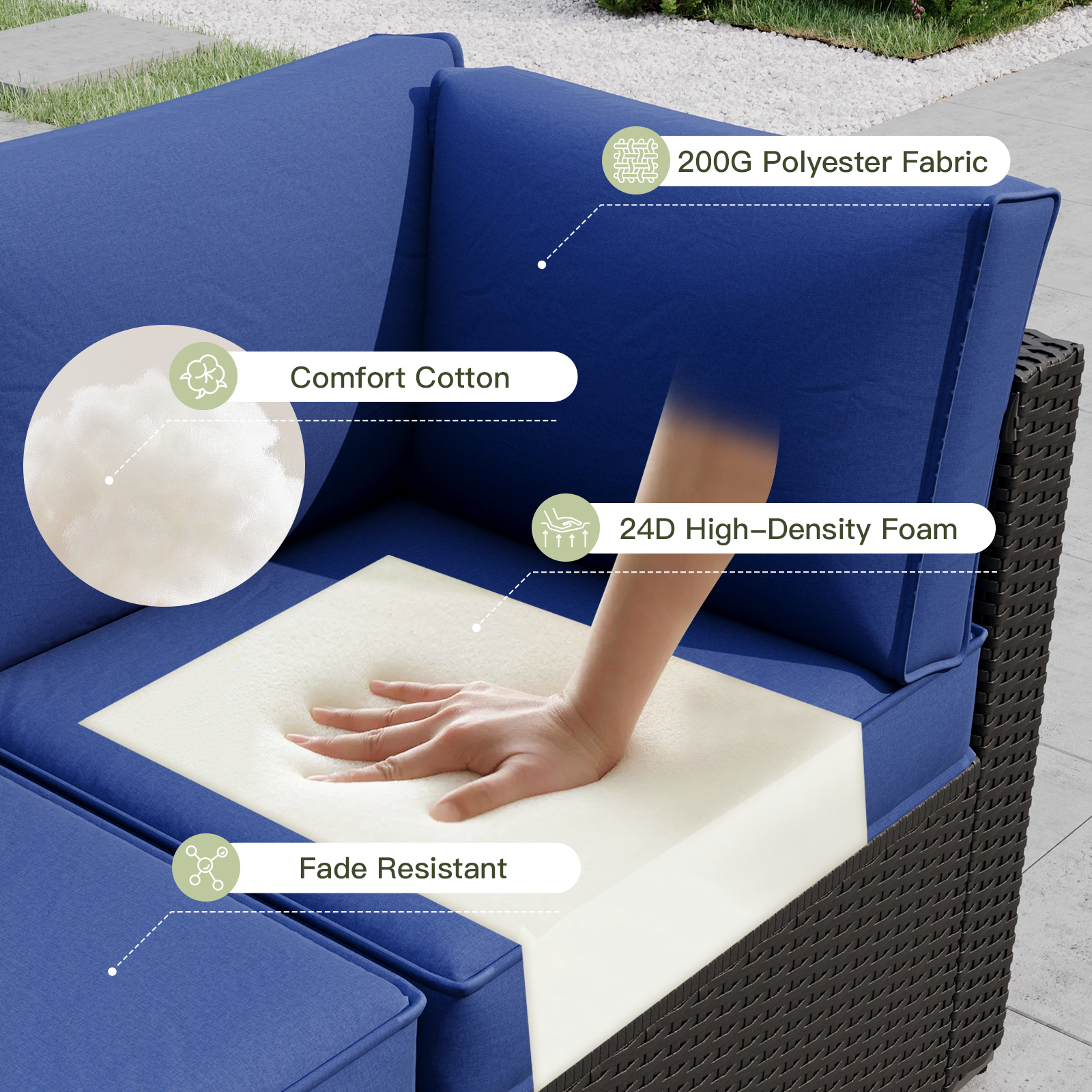 Breezestival Patio Furniture Replacement Cushions for Outdoor Furniture Set of 4, Thick Patio Sofa Cushions for Outdoor Furniture, 9-Piece Splashproof Fade Resistant Cushions for Outdoor Couch