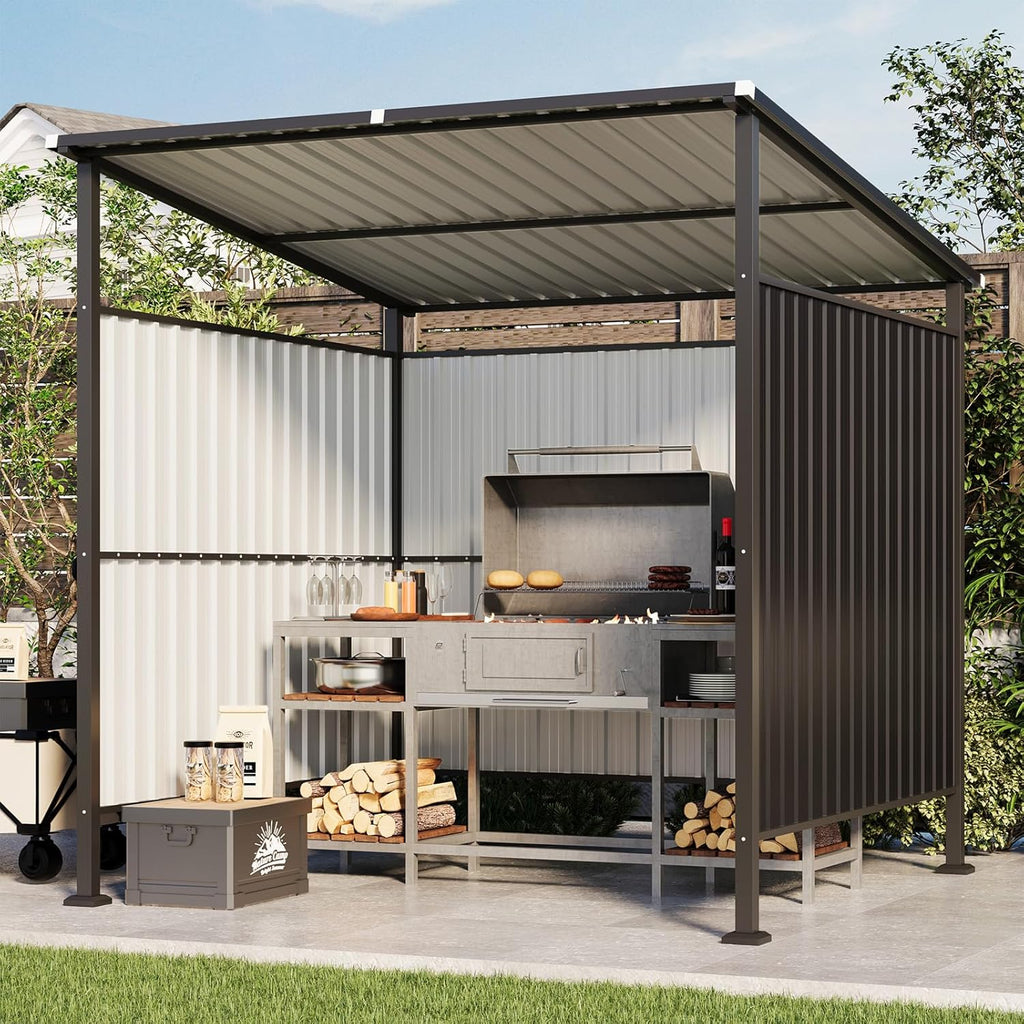 Aoxun 6x6FT Outdoor Shed Grill Shed - Grill Gazebo for BBQ, Outdoor Gazebo for Pets Pergolas and Gazebos Clearance, Metal Awnings for Patio and Decks