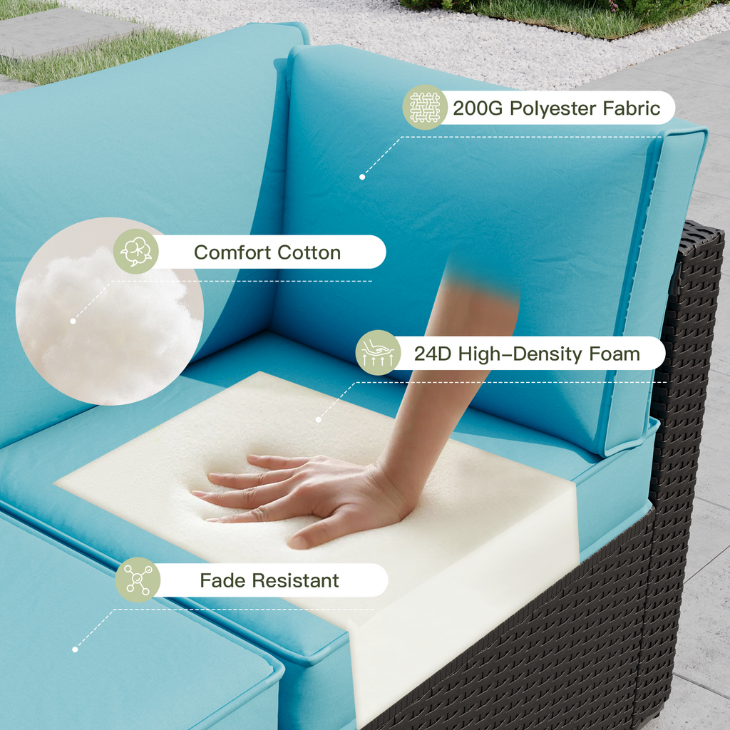 Breezestival Patio Furniture Replacement Cushions for Outdoor Furniture Set of 4, Thick Patio Sofa Cushions for Outdoor Furniture, 9-Piece Splashproof Fade Resistant Cushions for Outdoor Couch