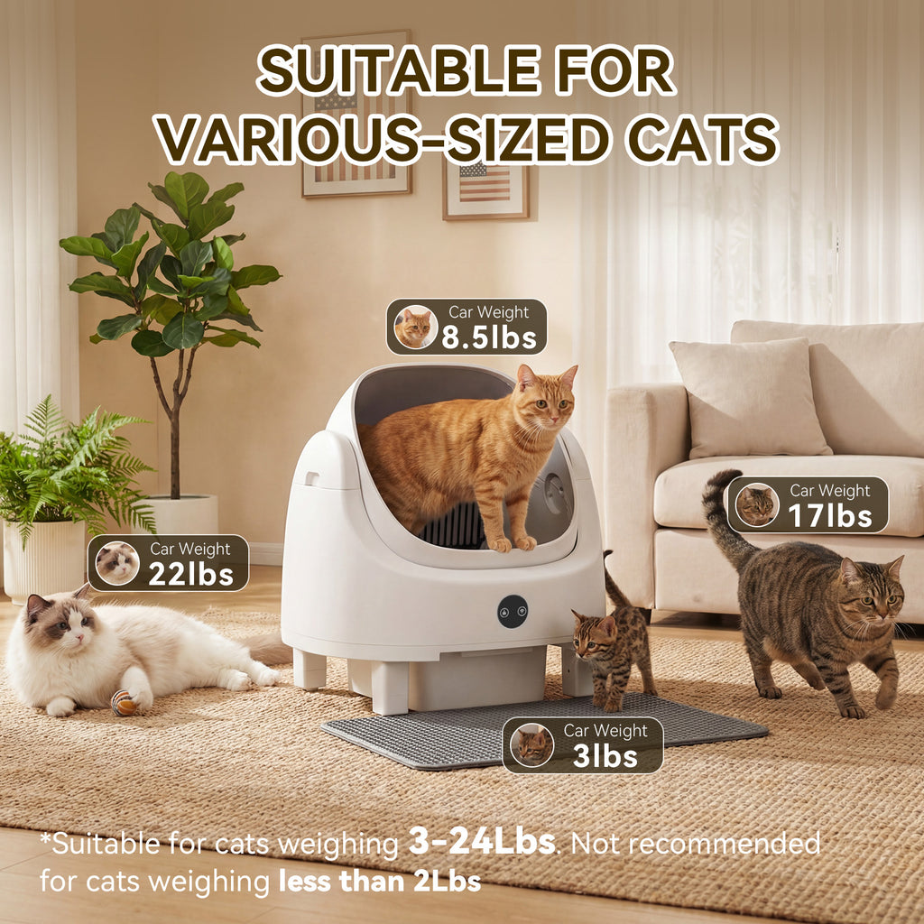 Nordivale Self Cleaning Litter Box Safety Protection and Odor Control Automatic Litter Box App Control for Cats with Cat Litter Mat, Garbage Bag ＆ Scented Box