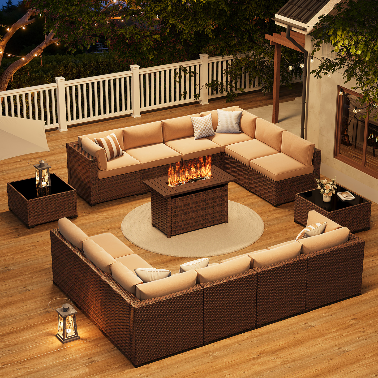 LazySunsets 7-Piece Patio Furniture Set, Wicker Rattan Outdoor Furniture with Thick Cushions, Patio Conversation Sets with Coffee Table, Outdoor Sectional Couch Sofa with Waterproof Cover