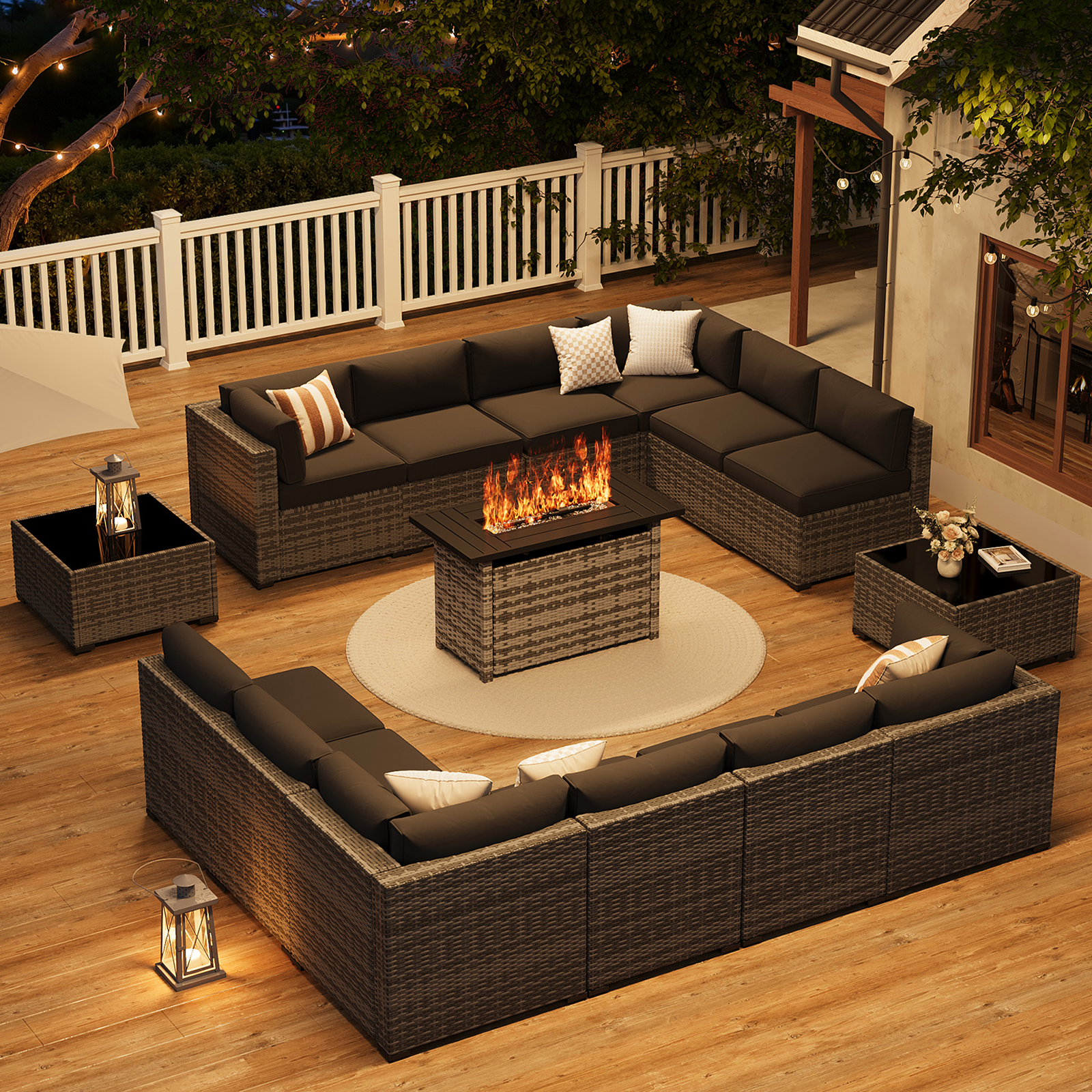 LazySunsets 7-Piece Patio Furniture Set, Wicker Rattan Outdoor Furniture with Thick Cushions, Patio Conversation Sets with Coffee Table, Outdoor Sectional Couch Sofa with Waterproof Cover