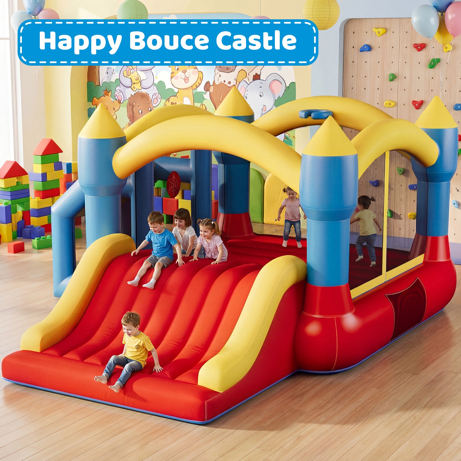 SunSwell Bounce House, Inflatable Bouncer with Air Blower, Jumping Castle with Slide, Family Backyard Bouncy Castle, Durable Sewn with Extra Thick Material, Idea for Kids