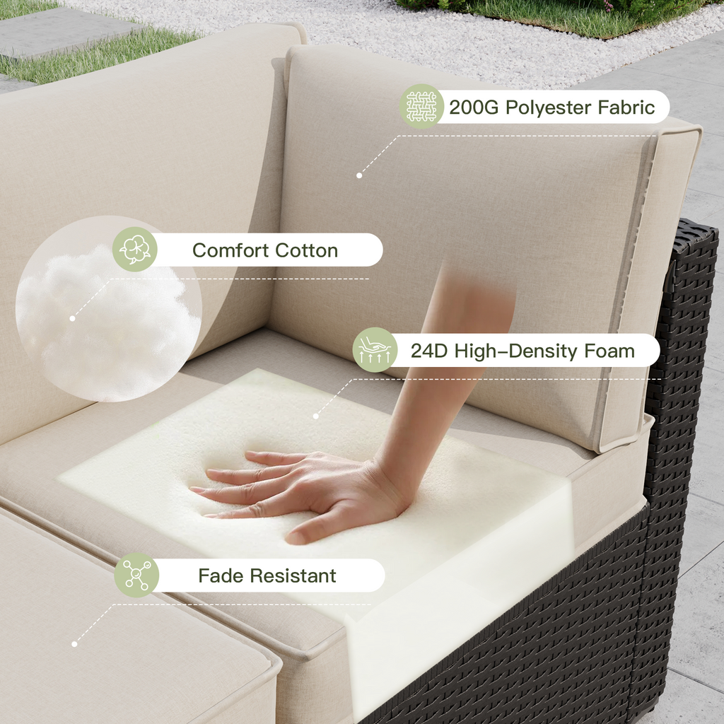 Breezestival Patio Furniture Replacement Cushions for Outdoor Furniture Set of 4, Thick Patio Sofa Cushions for Outdoor Furniture, 9-Piece Splashproof Fade Resistant Cushions for Outdoor Couch