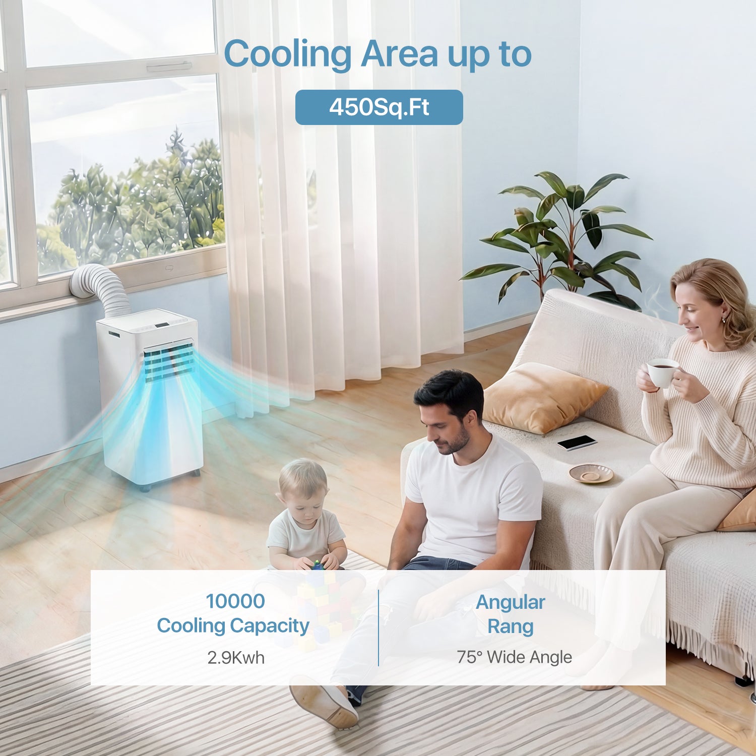 Aoxun 10040 BTU Portable Air Conditioner with Wifi, 4-IN-1 Portable AC Cools up to 450 Sq.ft, Air Conditioner with Cooling,Dehumidifier,Fan,24H Timer, APP Control, Window Kit Included