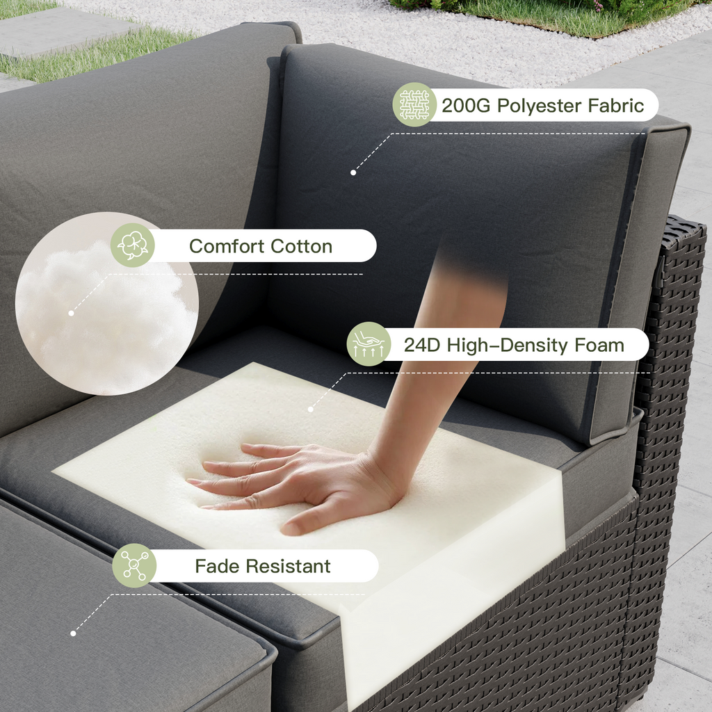 Breezestival Patio Furniture Replacement Cushions for Outdoor Furniture Set of 4, Thick Patio Sofa Cushions for Outdoor Furniture, 9-Piece Splashproof Fade Resistant Cushions for Outdoor Couch