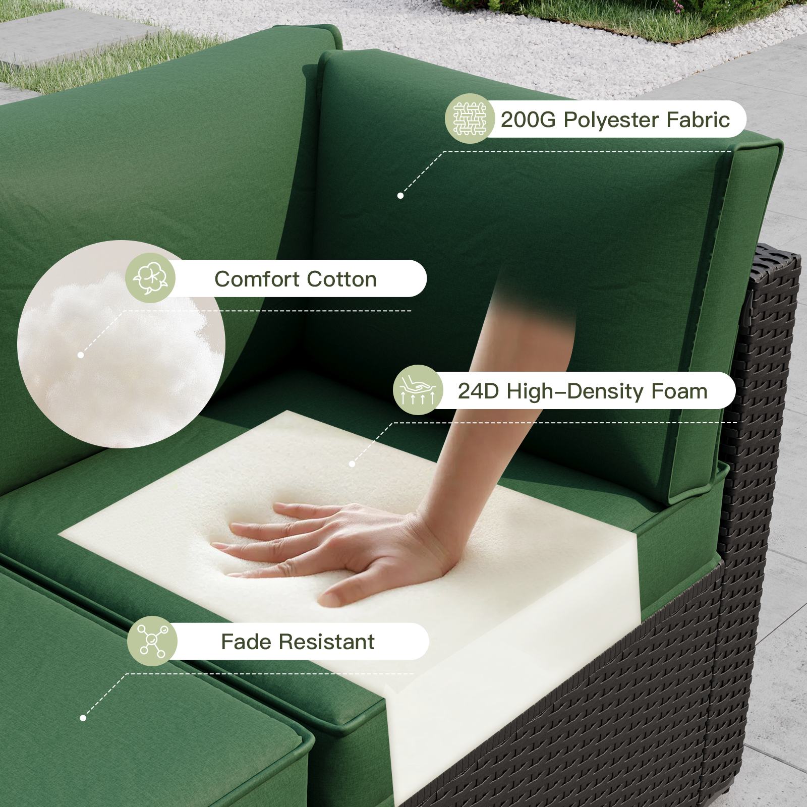 Breezestival Patio Furniture Replacement Cushions for Outdoor Furniture Set of 4, Thick Patio Sofa Cushions for Outdoor Furniture, 9-Piece Splashproof Fade Resistant Cushions for Outdoor Couch