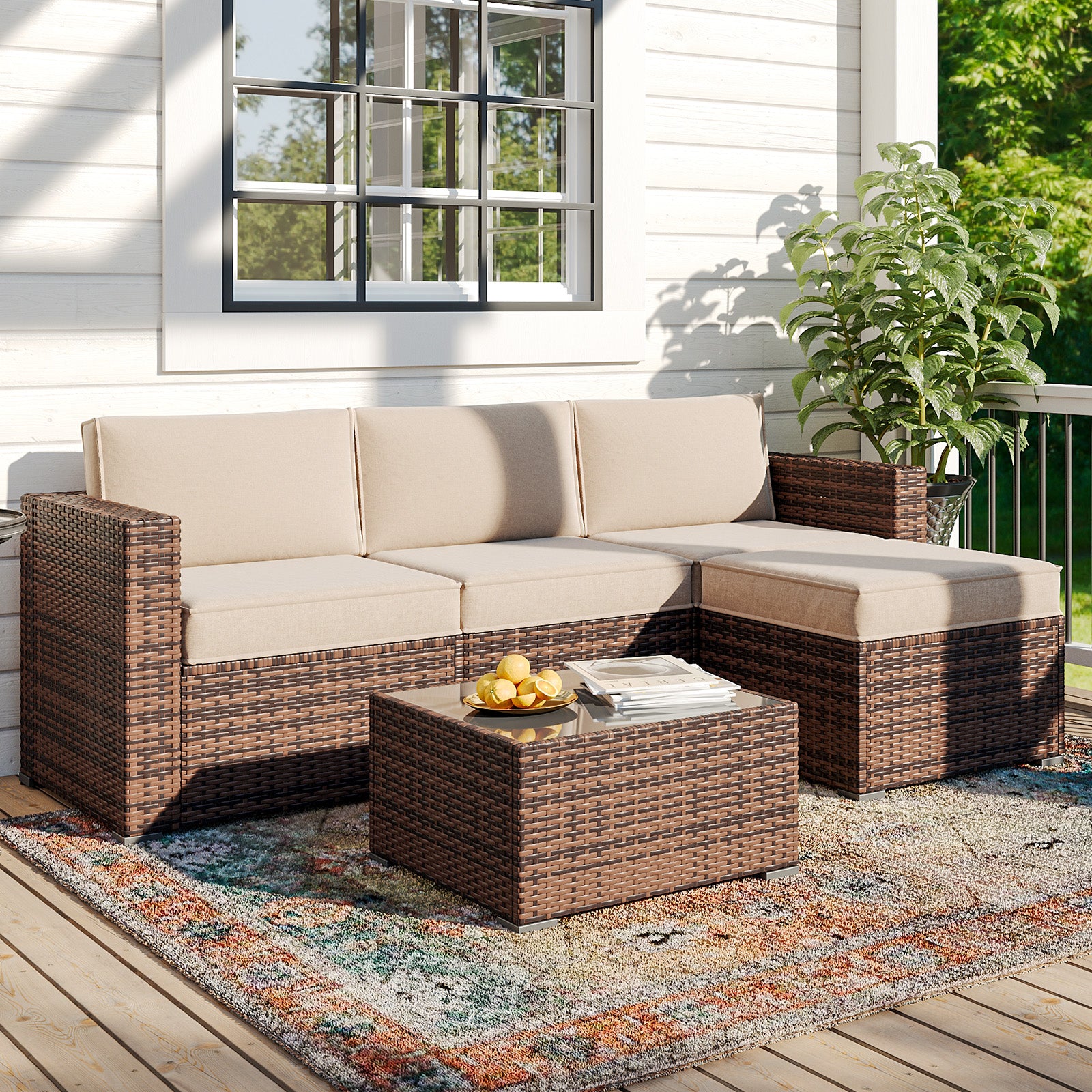 Breezestival Replacement Cushions for Outdoor Furniture, 7-Piece Outdoor Cushions for Patio Furniture, Deep Seat, Waterproof & Fade Resistant Couch Cushion for 4-Seat Patio Conversation Sets, Grey