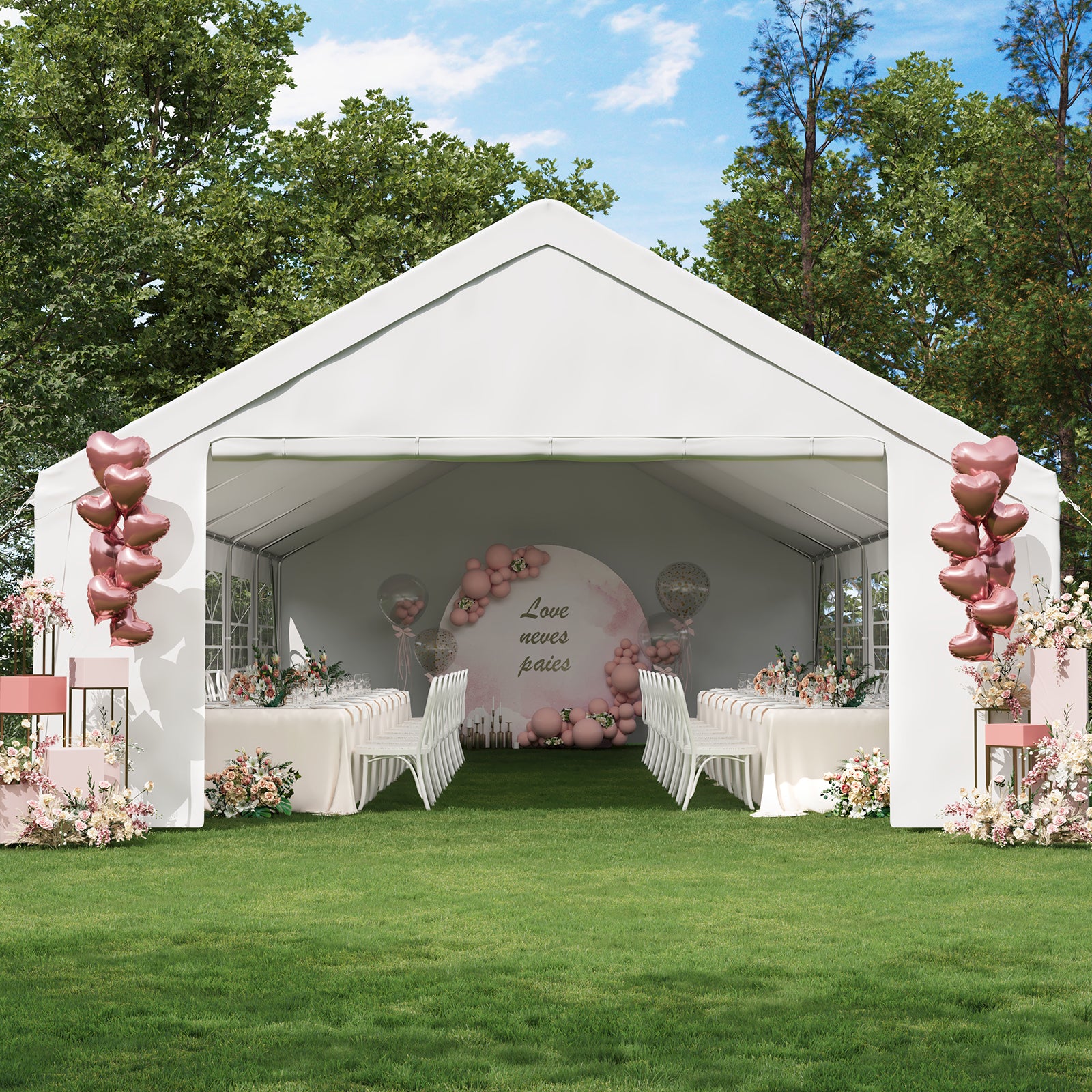 Binplax Party Tent 40x20 Canopy Heavy Duty, Waterproof Outdoor Event Tent with Removable Sidewalls & Roll-Up Door, Portable Carport for Wedding, BBQ, Camping, Birthday Party