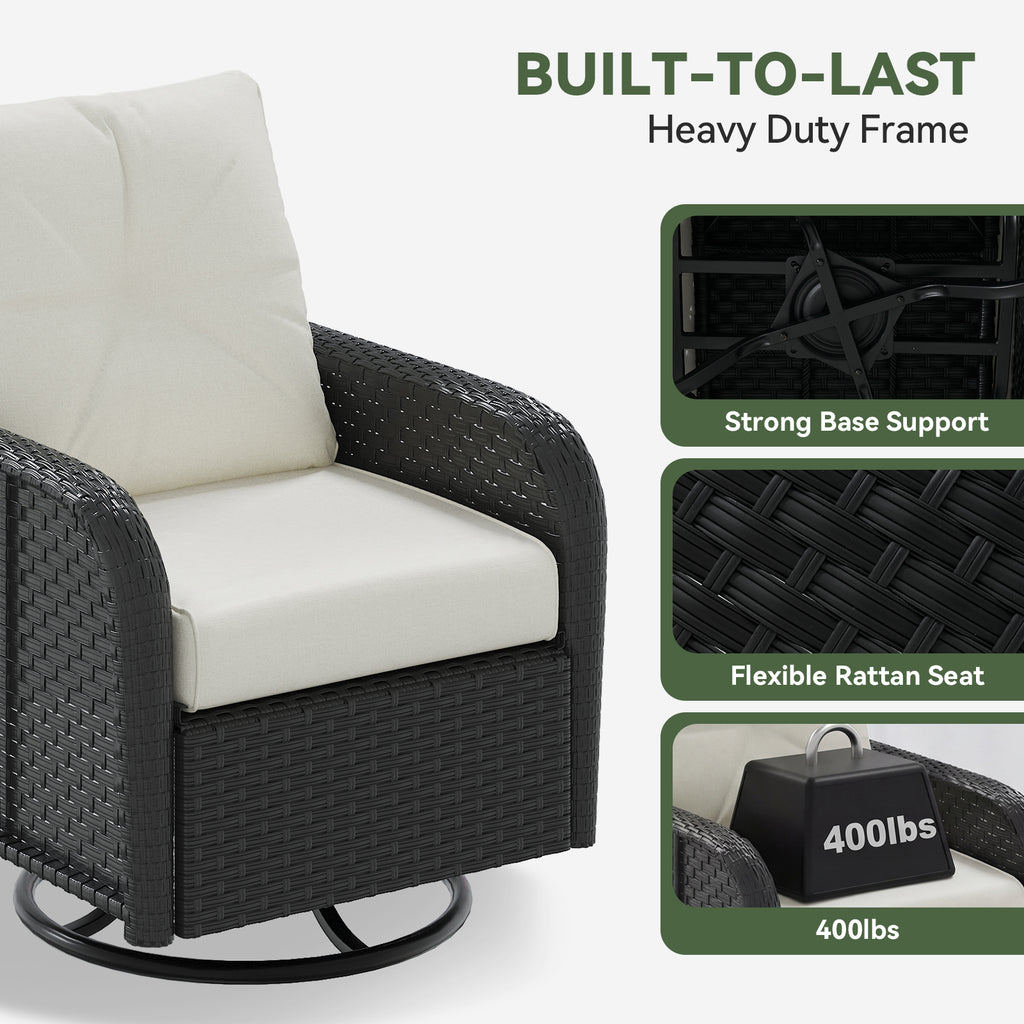 Aoxun Patio Furniture Set, Wicker Rattan Outdoor Sectional Sofa with High Back Swivel Rocker Chairs, Outdoor Patio Furniture Set