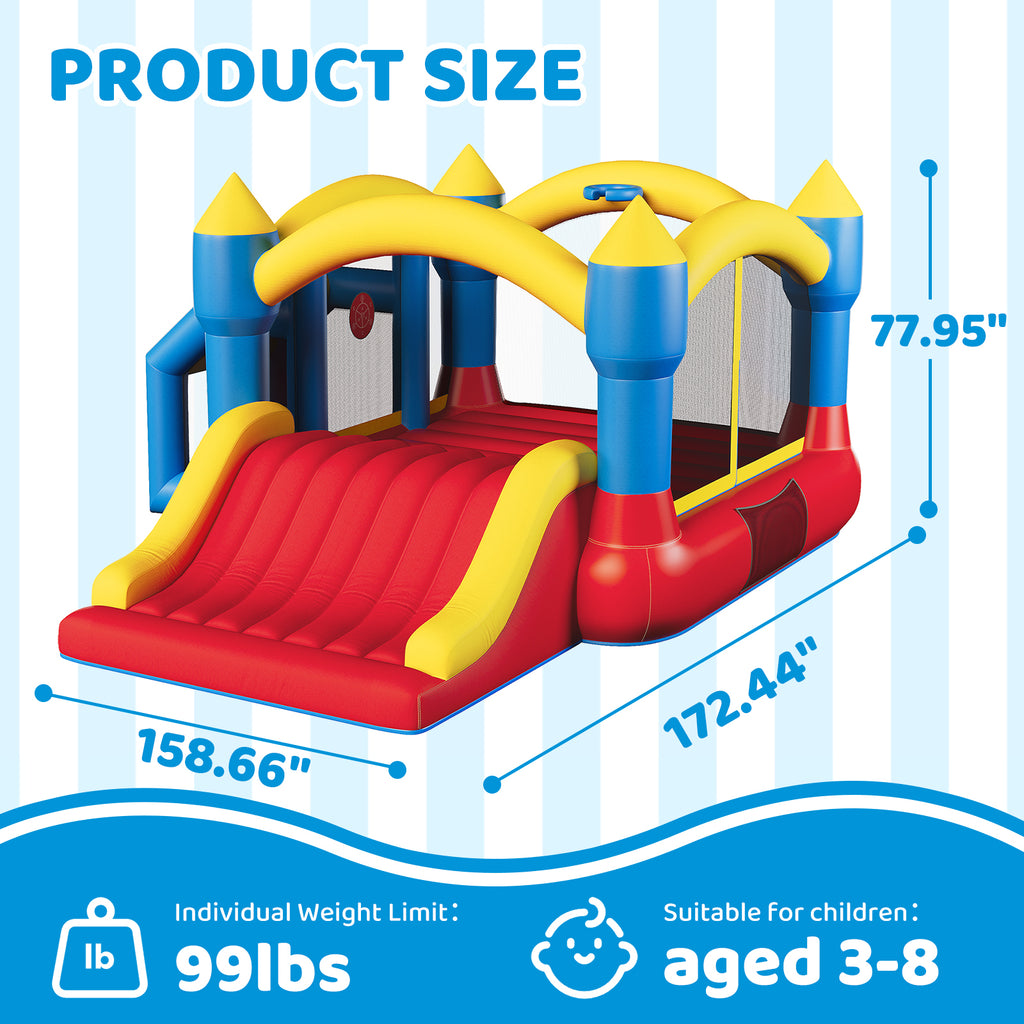 SunSwell Bounce House, Inflatable Bouncer with Air Blower, Jumping Castle with Slide, Family Backyard Bouncy Castle, Durable Sewn with Extra Thick Material, Idea for Kids