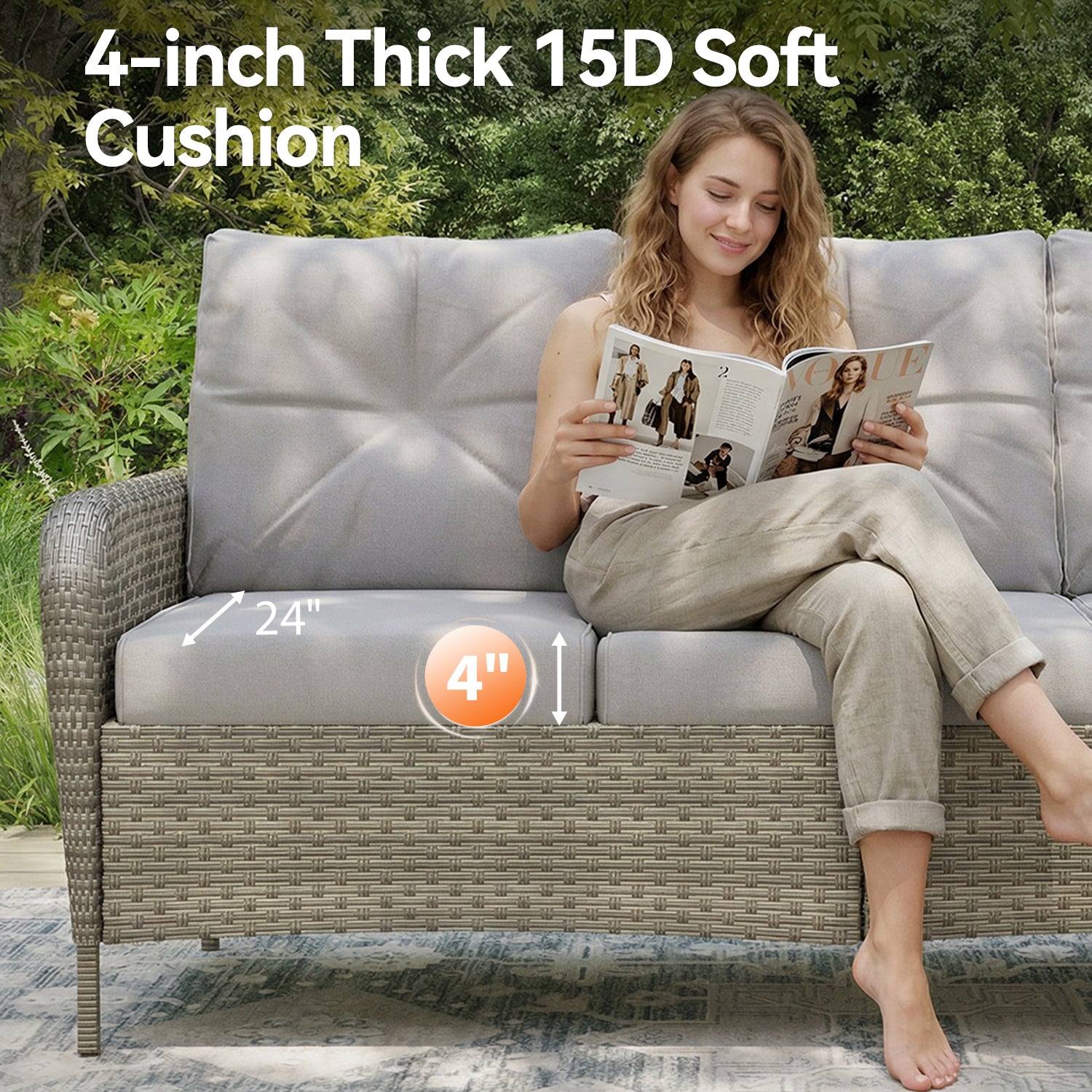 Aoxun Luxury 12-Piece Patio Furniture Set with 44'' Fire Pit Table, 360° Swivel Chairs, Wicker Rattan Sofa & Thick Cushions, Outdoor Conversation Set for Backyard, Poolside & Garden, Beige/Gray