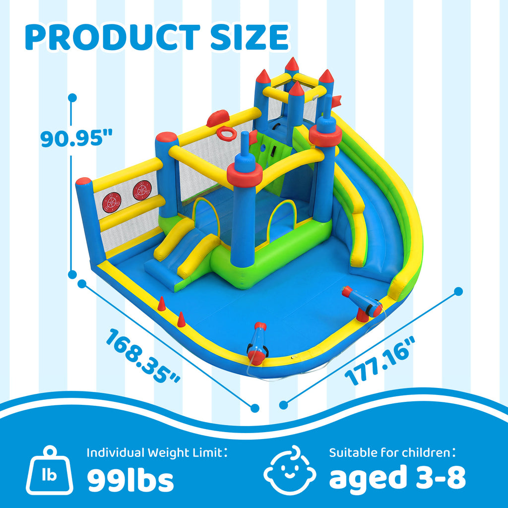 SunSwell Inflatable Water Slide for Kids Backyard with 450W Blower, Jumping Castle with Water Slide, Water Park Bounce House for Indoor and Outdoor Activities