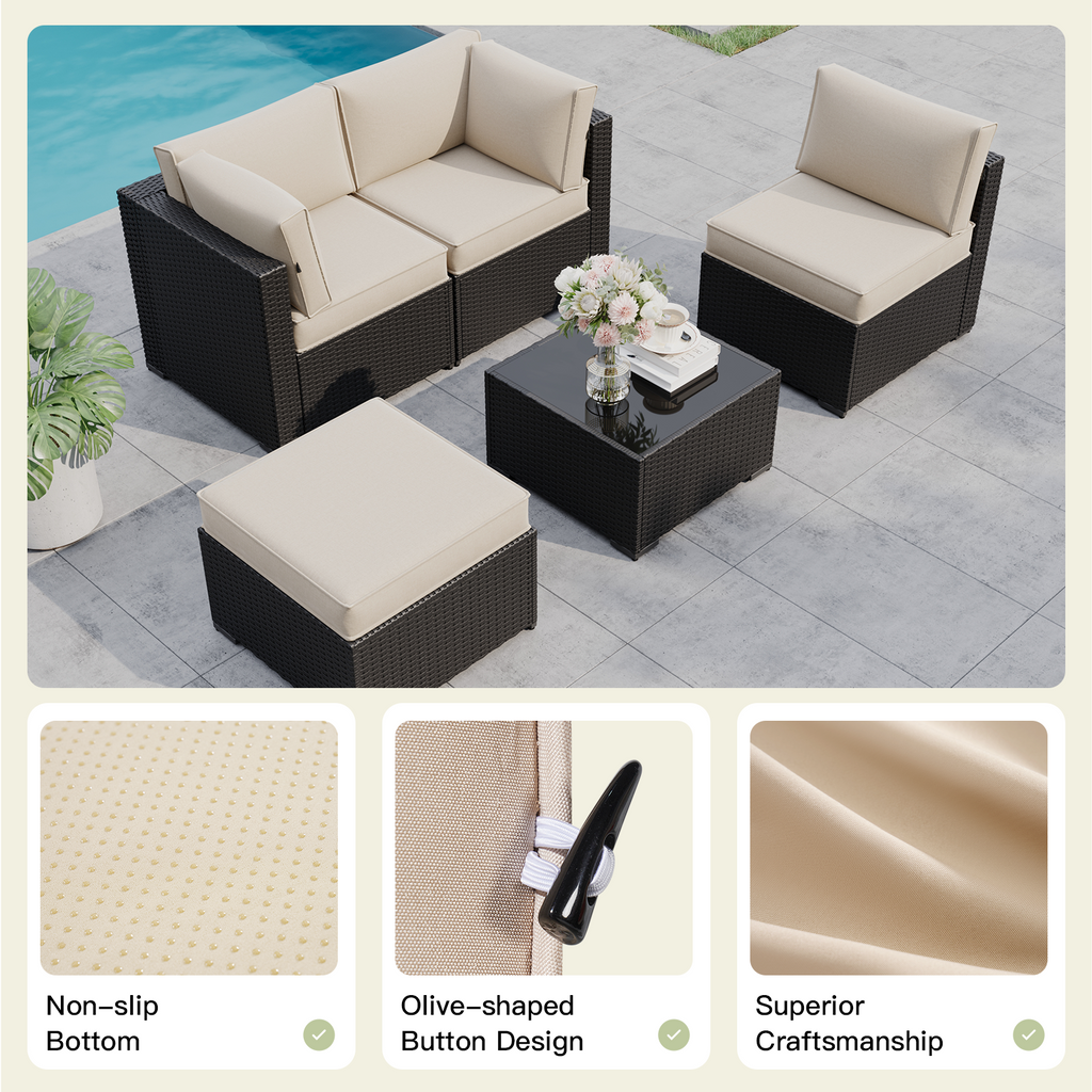 Breezestival Patio Furniture Replacement Cushions for Outdoor Furniture Set of 4, Thick Patio Sofa Cushions for Outdoor Furniture, 9-Piece Splashproof Fade Resistant Cushions for Outdoor Couch