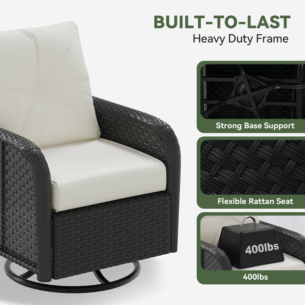 Aoxun Patio Furniture Set, Wicker Rattan Outdoor Sectional Sofa with High Back Swivel Rocker Chairs, Outdoor Patio Furniture Set