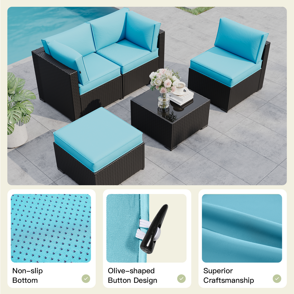 Breezestival Patio Furniture Replacement Cushions for Outdoor Furniture Set of 4, Thick Patio Sofa Cushions for Outdoor Furniture, 9-Piece Splashproof Fade Resistant Cushions for Outdoor Couch