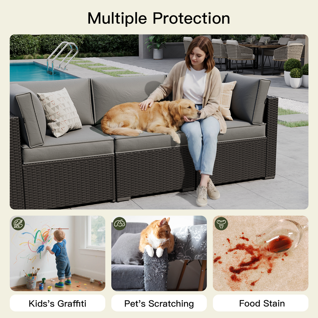 Breezestival Patio Furniture Replacement Cushions for Outdoor Furniture Set of 4, Thick Patio Sofa Cushions for Outdoor Furniture, 9-Piece Splashproof Fade Resistant Cushions for Outdoor Couch