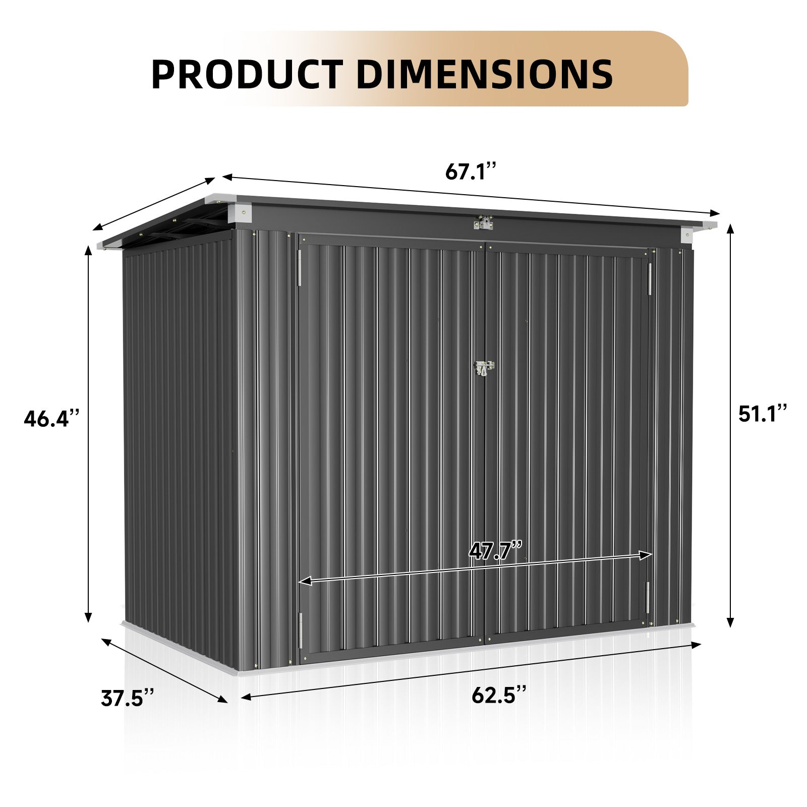 80 Cu.Ft Outdoor Trash Can Storage Shed - Metal Waterproof Outdoor Garbage Can Organizer with Chain Lid, Ideal for Trash Bins, Toys, Garden Tools for Garden/Backyard/Patio