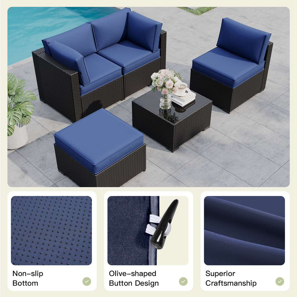 Breezestival Patio Furniture Replacement Cushions for Outdoor Furniture Set of 4, Thick Patio Sofa Cushions for Outdoor Furniture, 9-Piece Splashproof Fade Resistant Cushions for Outdoor Couch