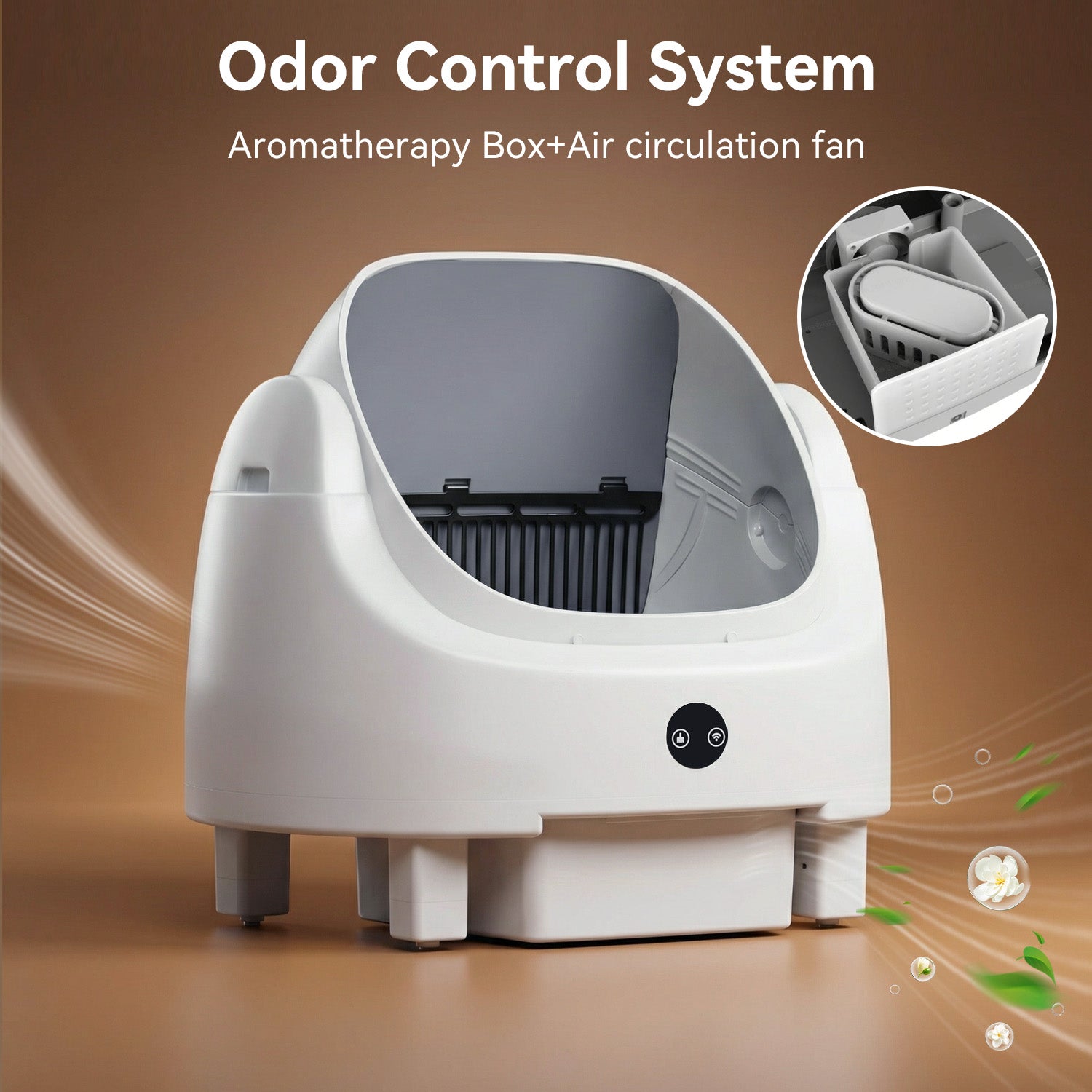 Nordivale Automatic Litter Box App Control Self Cleaning Litter Box Odor Control＆Safety Protection for Multiple Cats with Garbage Bag, Cat Litter Mat and Fragrance Box