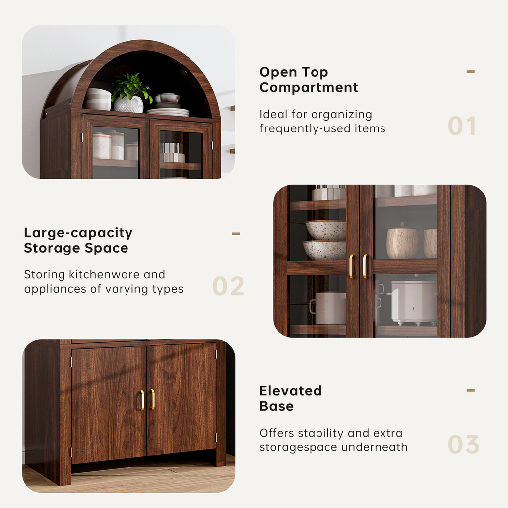 Tall Arched Kitchen Pantry, Modern Farmhouse Wood Kitchens Storage Cabinets