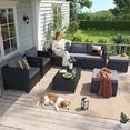 YardCache 6 Piece Outdoor Wicker Patio Furniture Set, Rattan Sectional Sofa Sets Beige