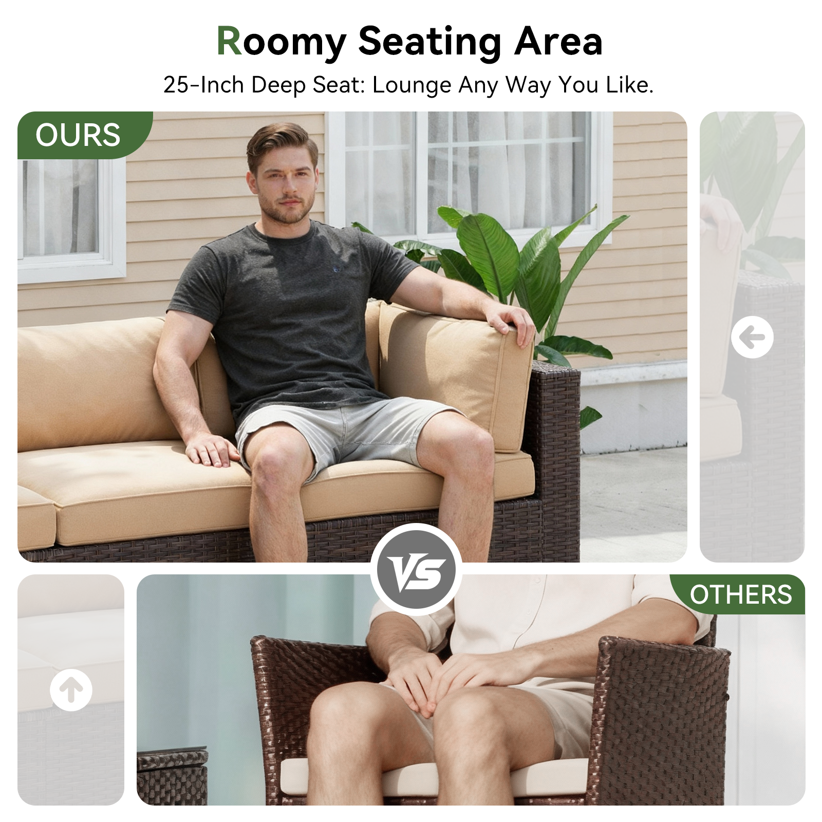 LazySunsets 7-Piece Patio Furniture Set, Wicker Rattan Outdoor Furniture with Thick Cushions, Patio Conversation Sets with Coffee Table, Outdoor Sectional Couch Sofa with Waterproof Cover