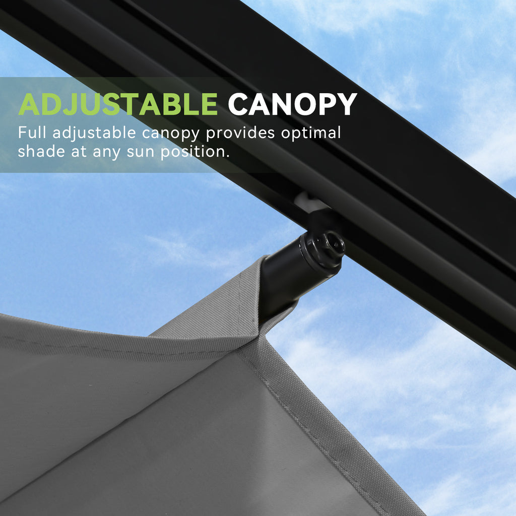 Aoxun 10'x12' Retractable Pergola, Heavy Duty Metal Frame Outdoor Pergola with Adjustable Sun Shade Canopy, Multi-Purpose Grape Trellis Shelter for Backyard, Garden, Deck, Patio & Lawn,Gray