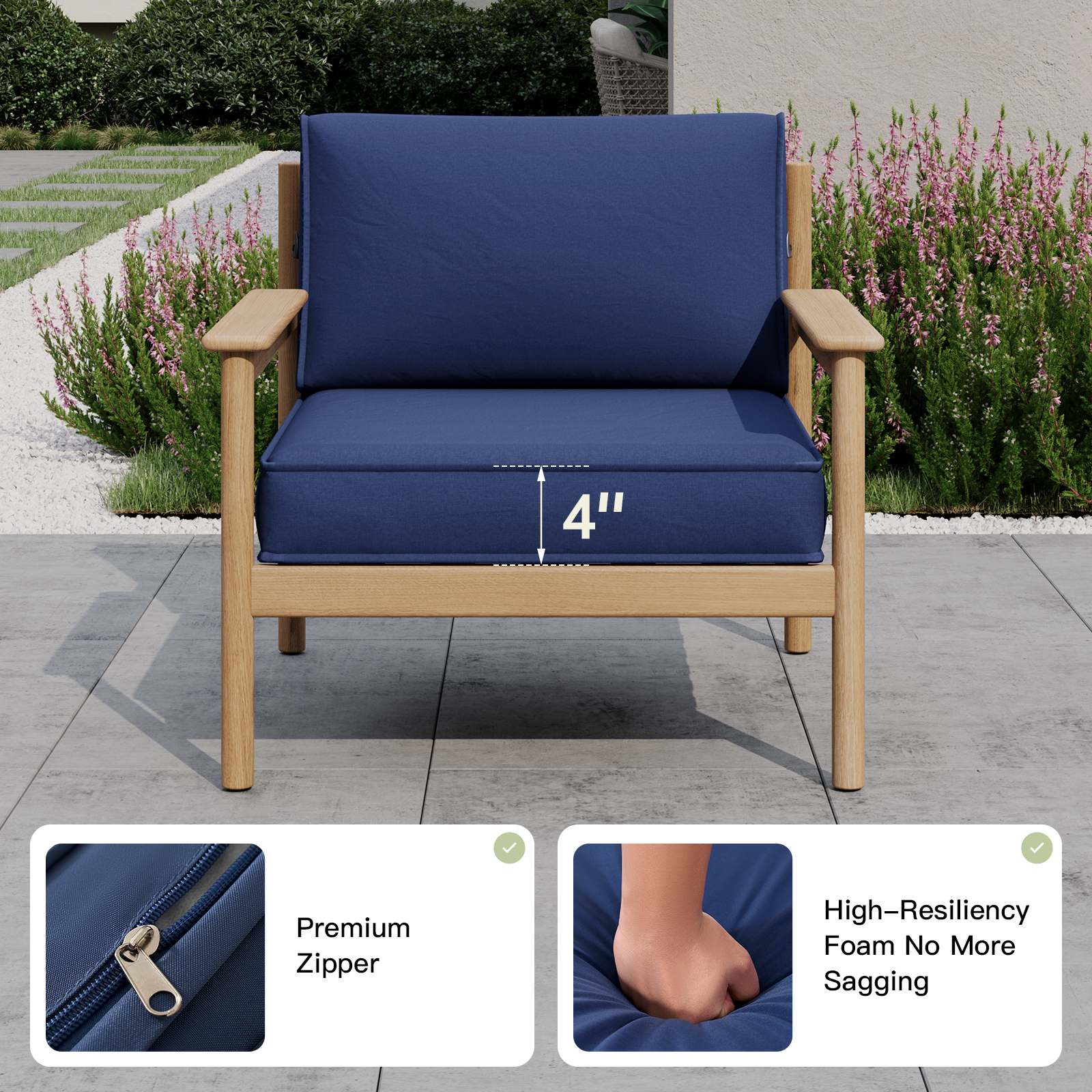Breezestival Patio Furniture Replacement Cushions for Outdoor Furniture Set of 4, Thick Patio Sofa Cushions for Outdoor Furniture, 9-Piece Splashproof Fade Resistant Cushions for Outdoor Couch