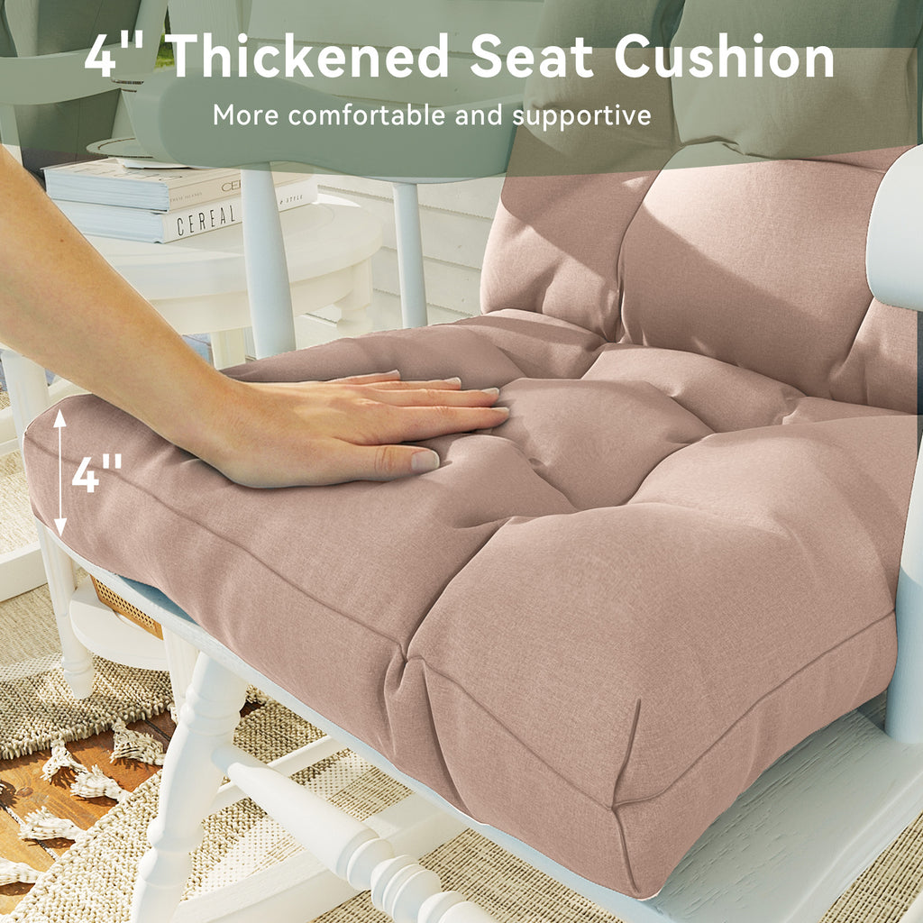 Aoxun Adirondack Chair Cushion, Indoor/Outdoor Rocking Chair Cushion with Ties, Thickened High Back Patio Chair Cushions with High Elasticity PP Cotton Water-Resistant, 2-Pack, Grey